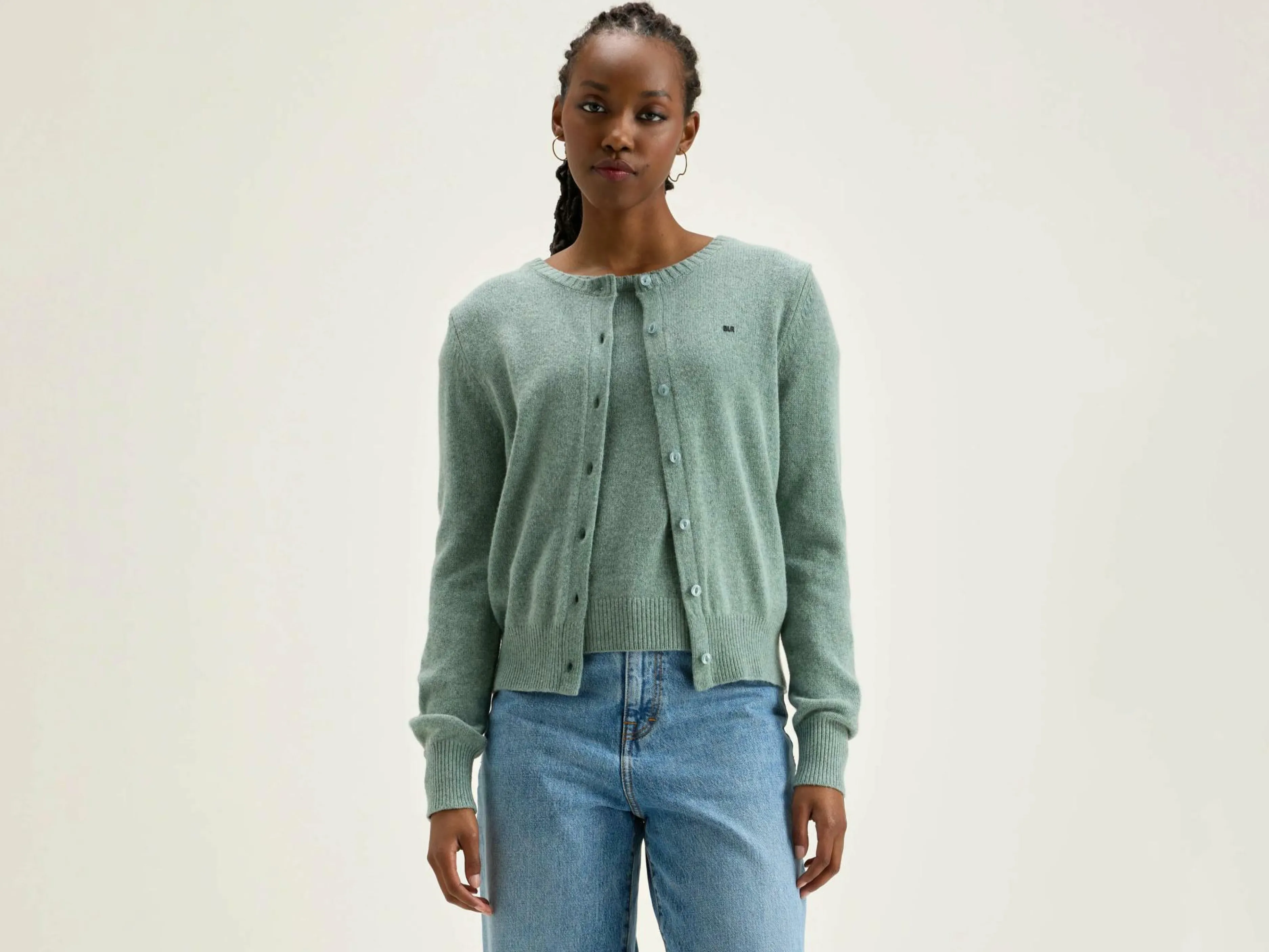 Mailles-Bellerose Cardigan Col Rond Giwes Rain blue