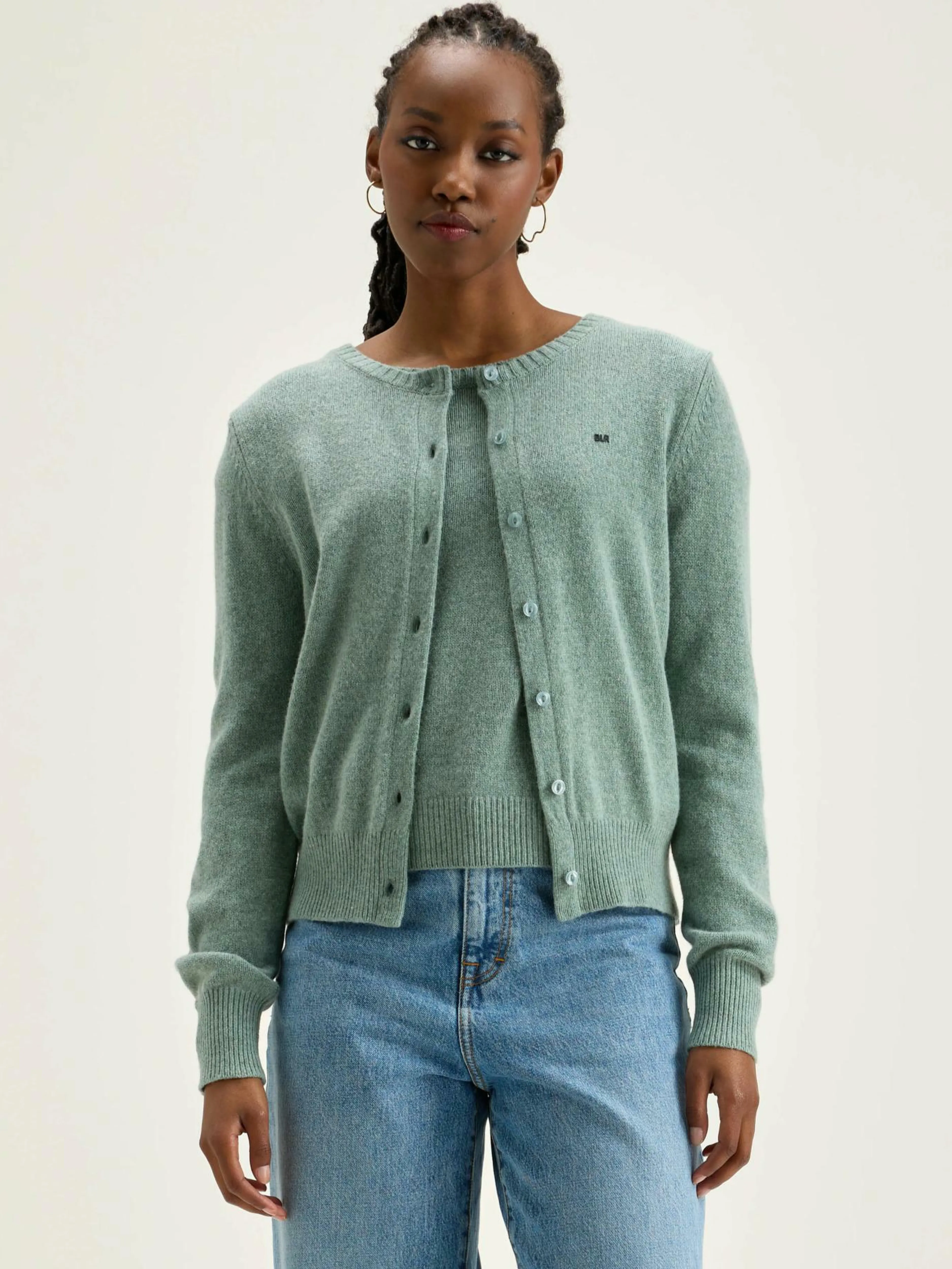 Mailles-Bellerose Cardigan Col Rond Giwes Rain blue