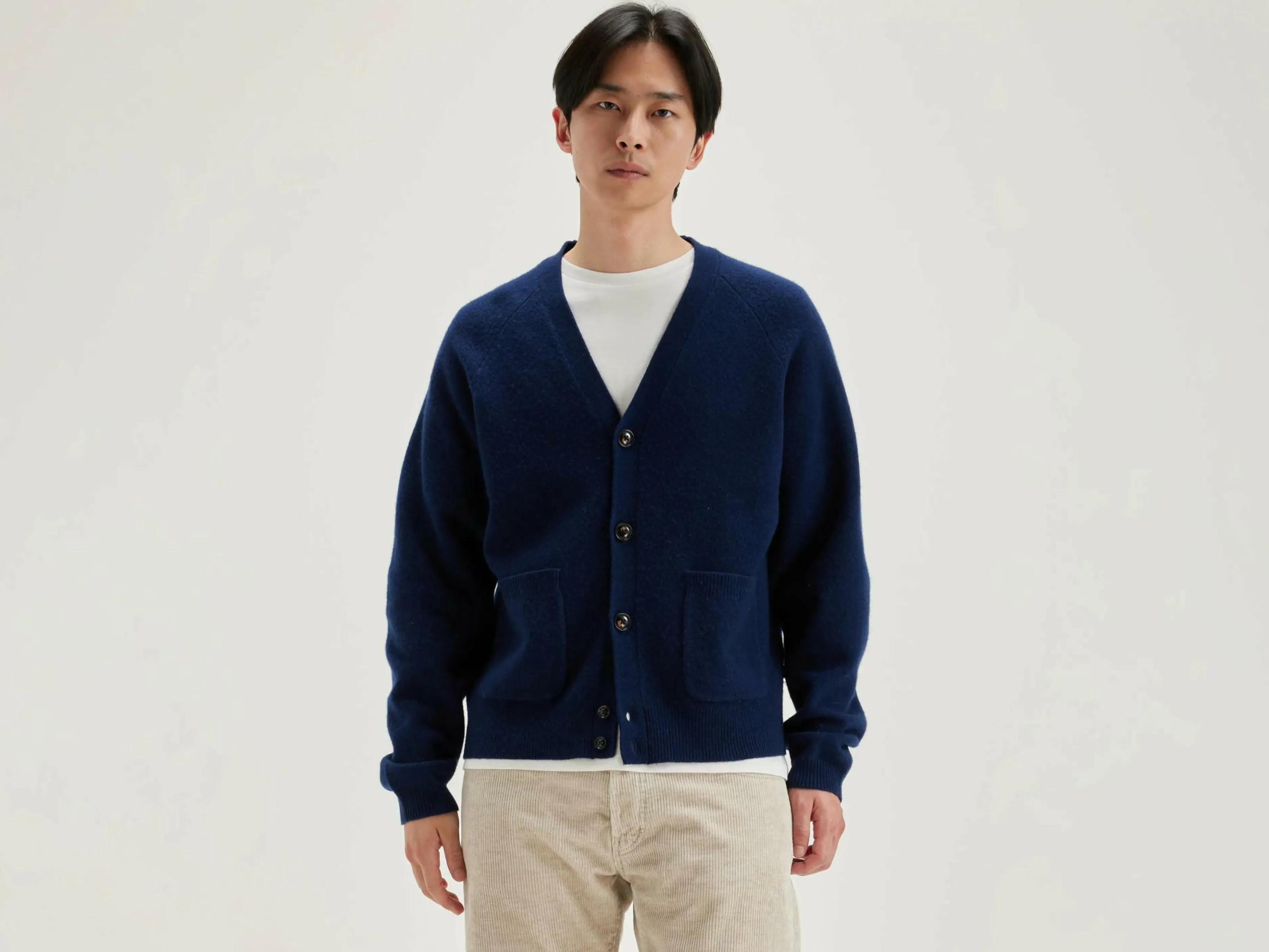 Mailles-Bellerose Cardigan Col V Geican Naval