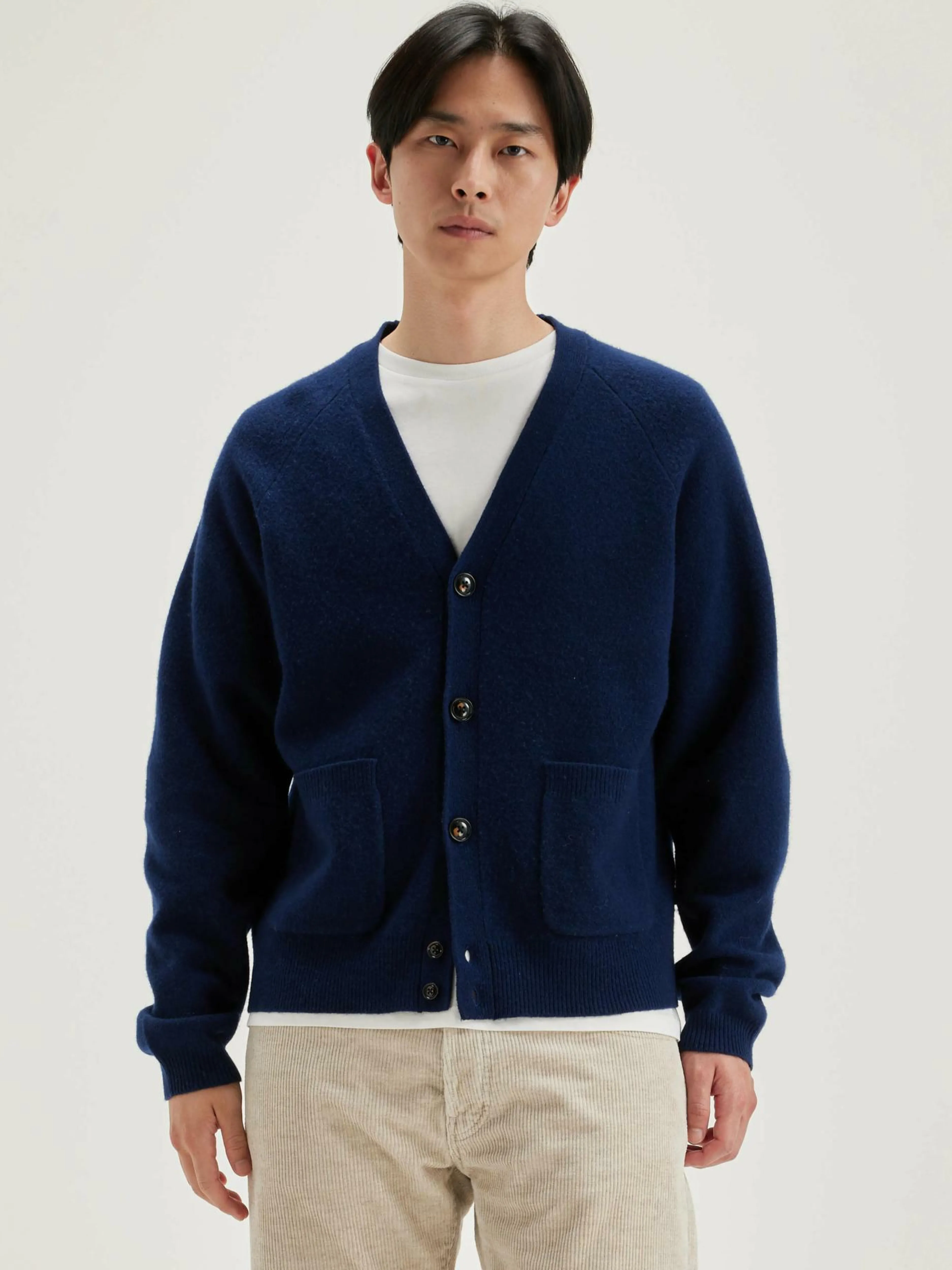 Mailles-Bellerose Cardigan Col V Geican Naval