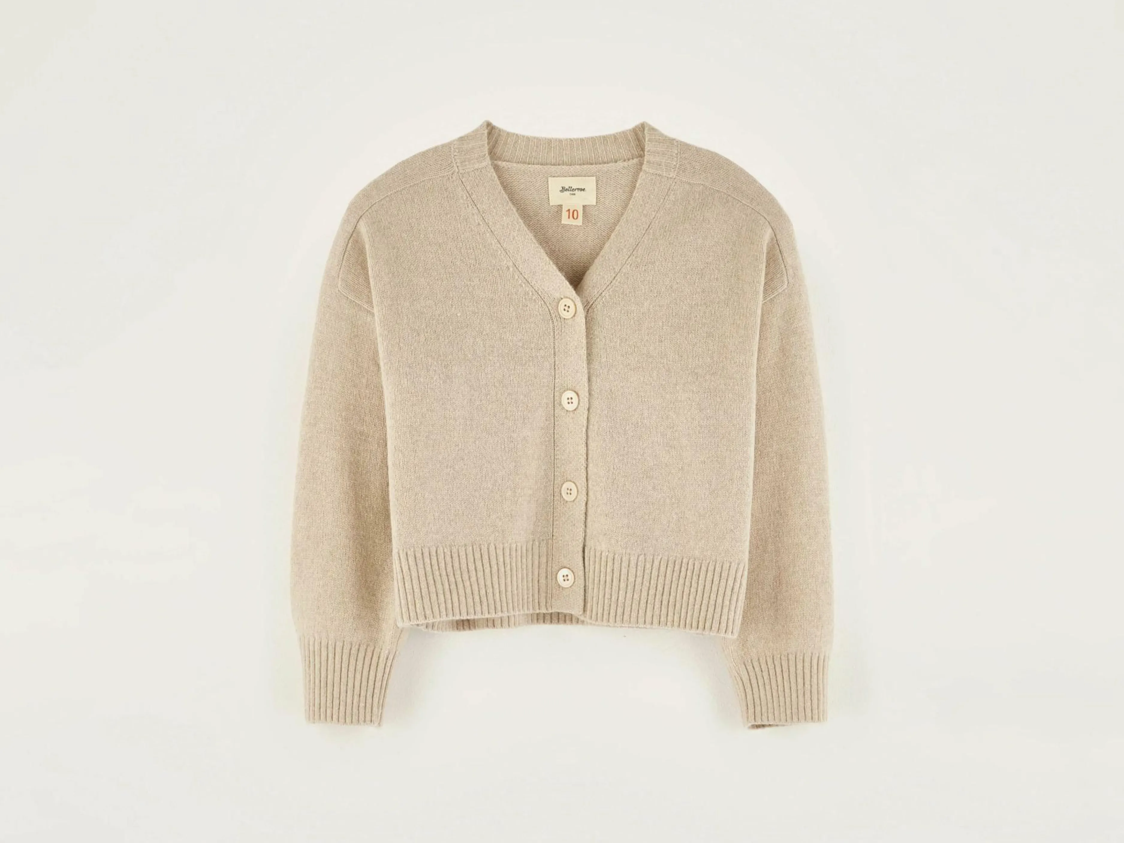 Mailles-Bellerose Cardigan Col V Gimp Oatmeal