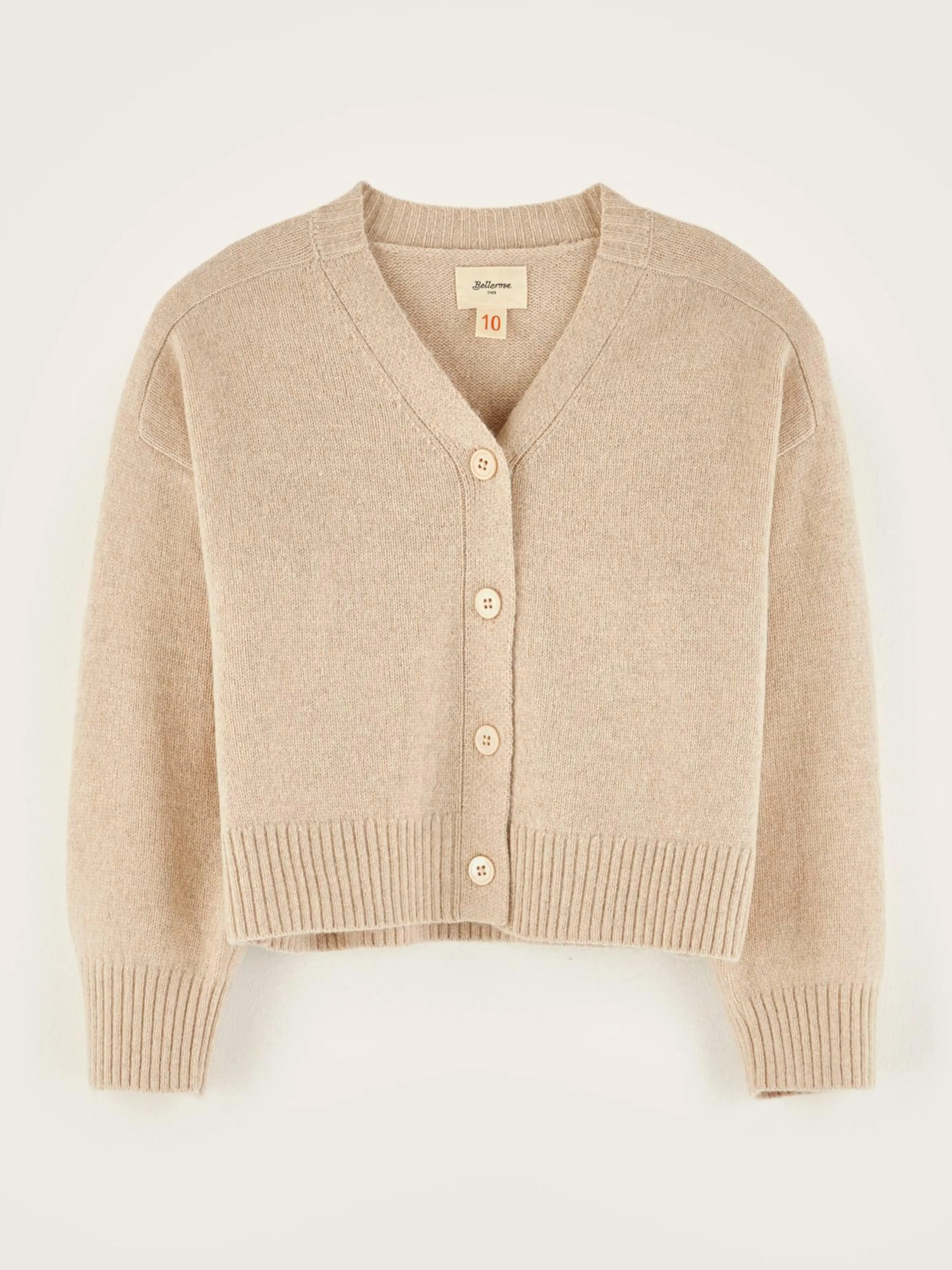 Mailles-Bellerose Cardigan Col V Gimp Oatmeal