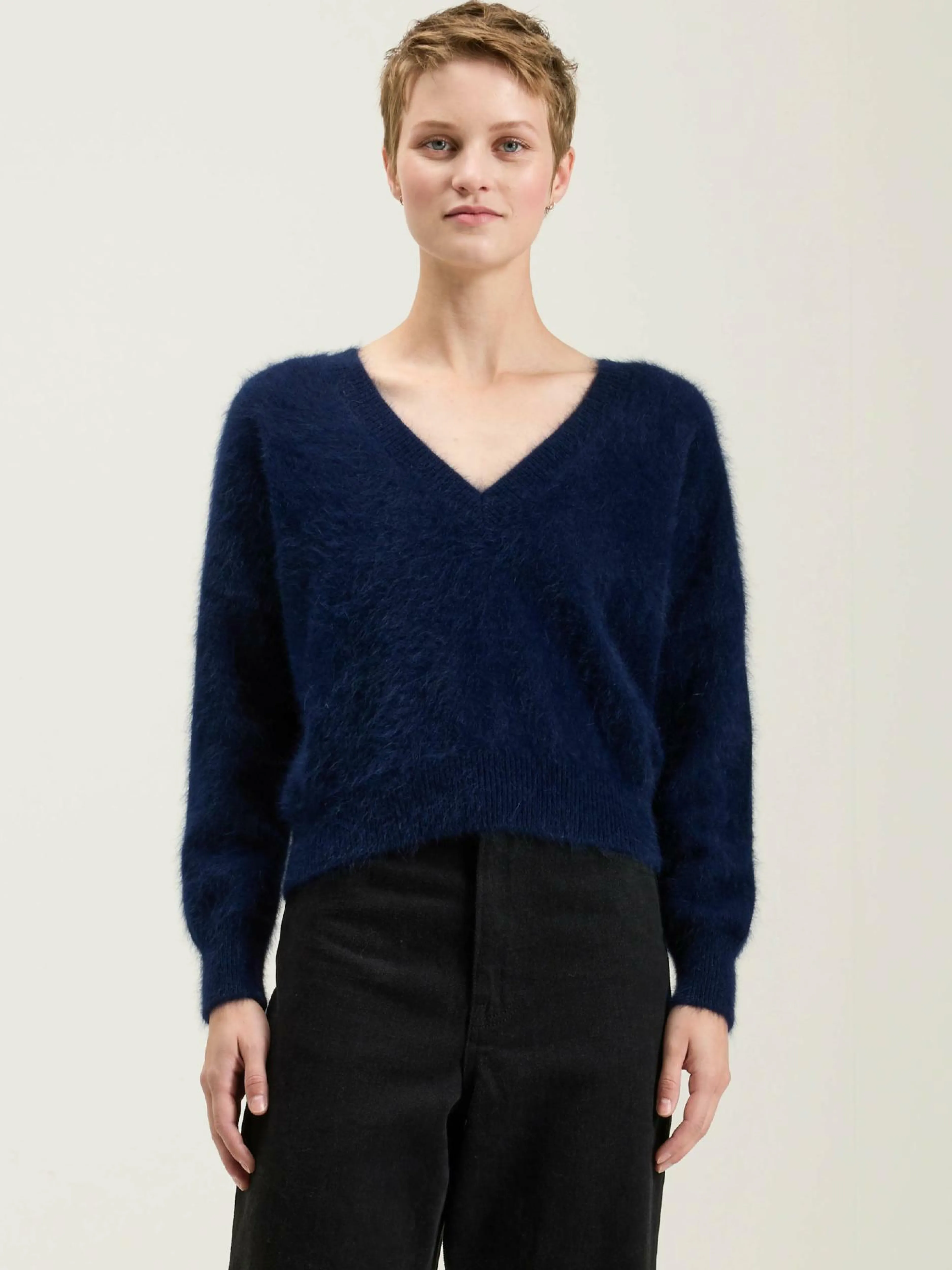 Mailles-Bellerose Cardigan En Angora Datair Navy