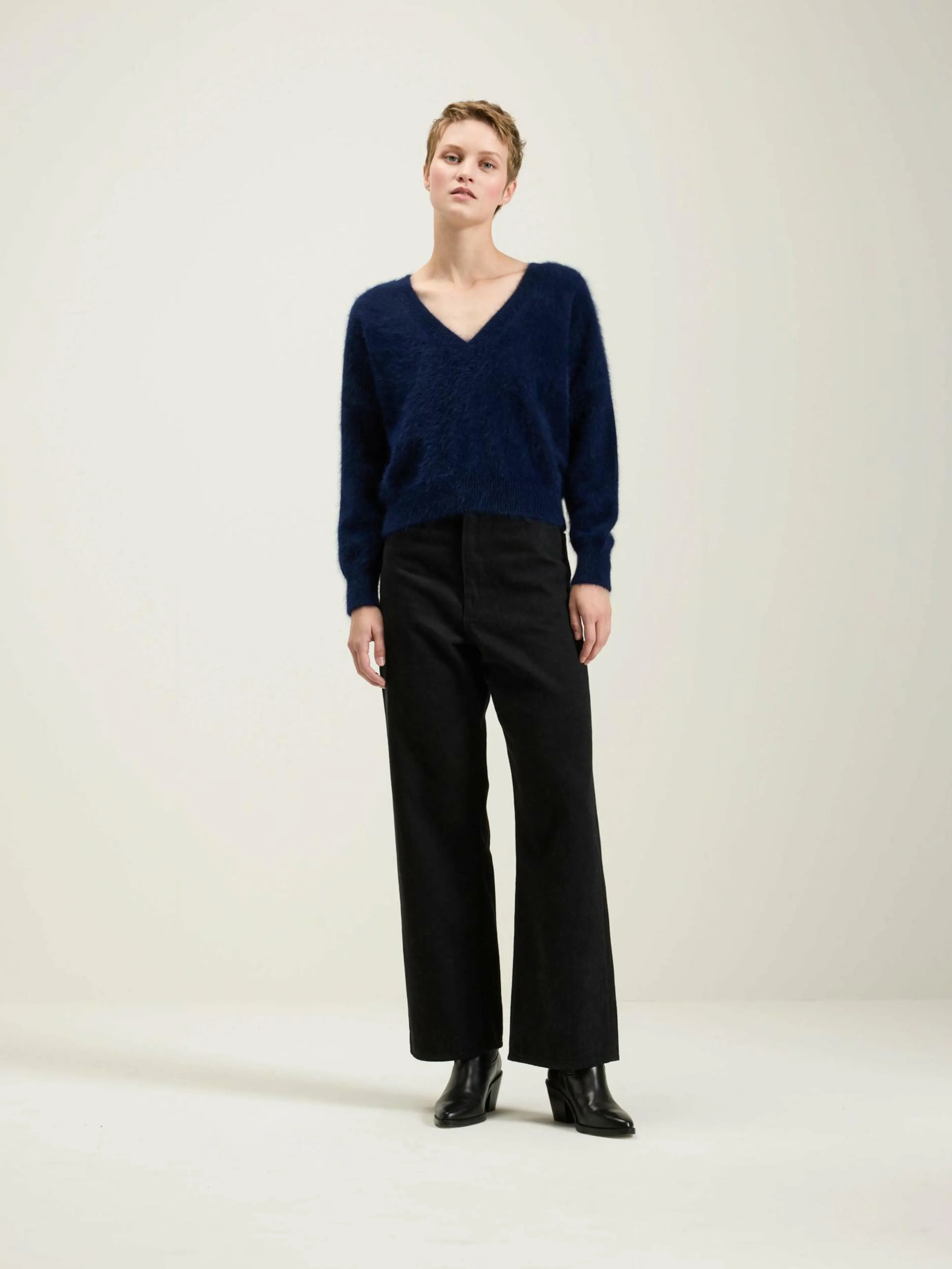 Mailles-Bellerose Cardigan En Angora Datair Navy