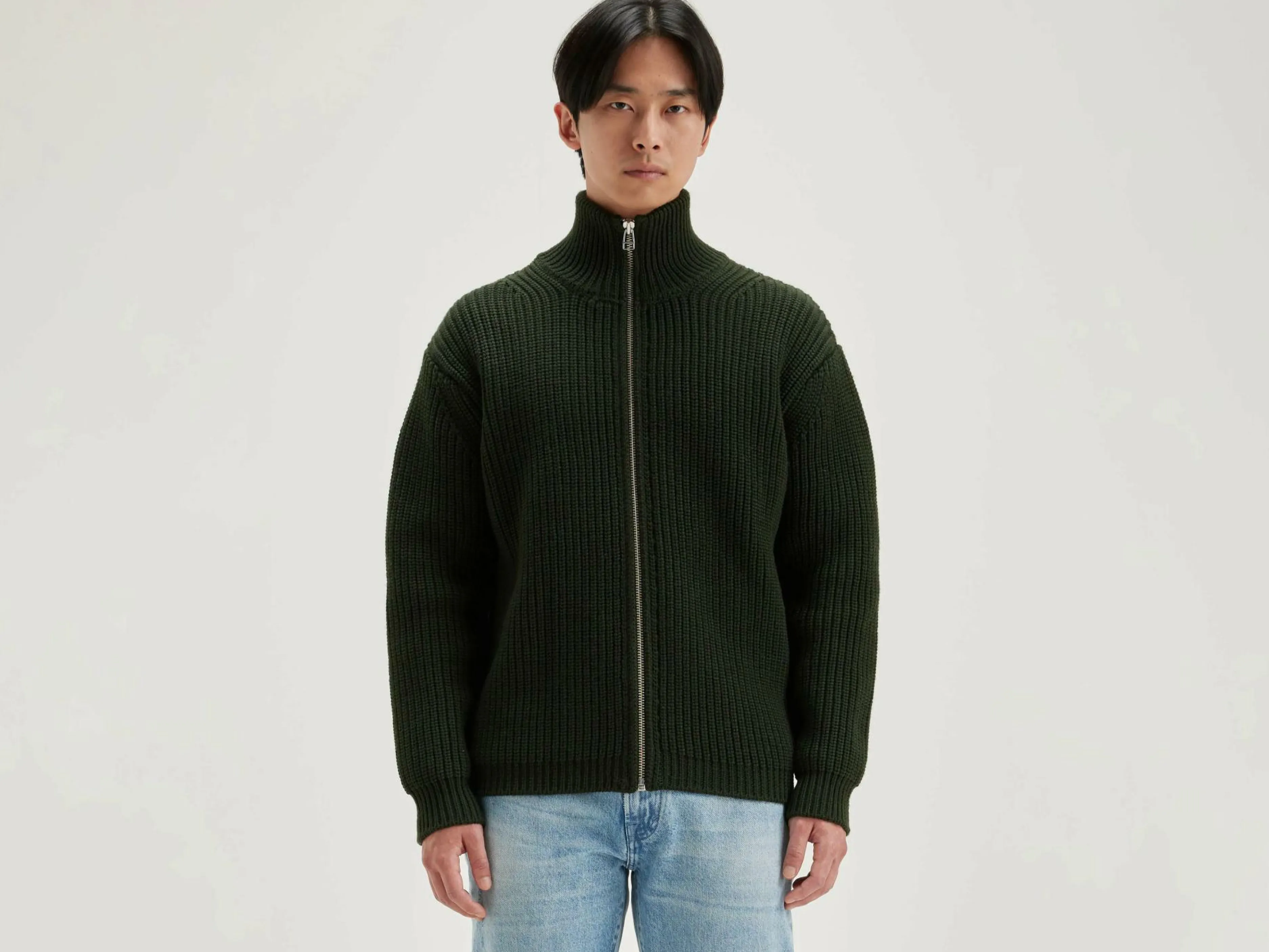 Mailles-Bellerose Cardigan Zippé Allip Dark olive