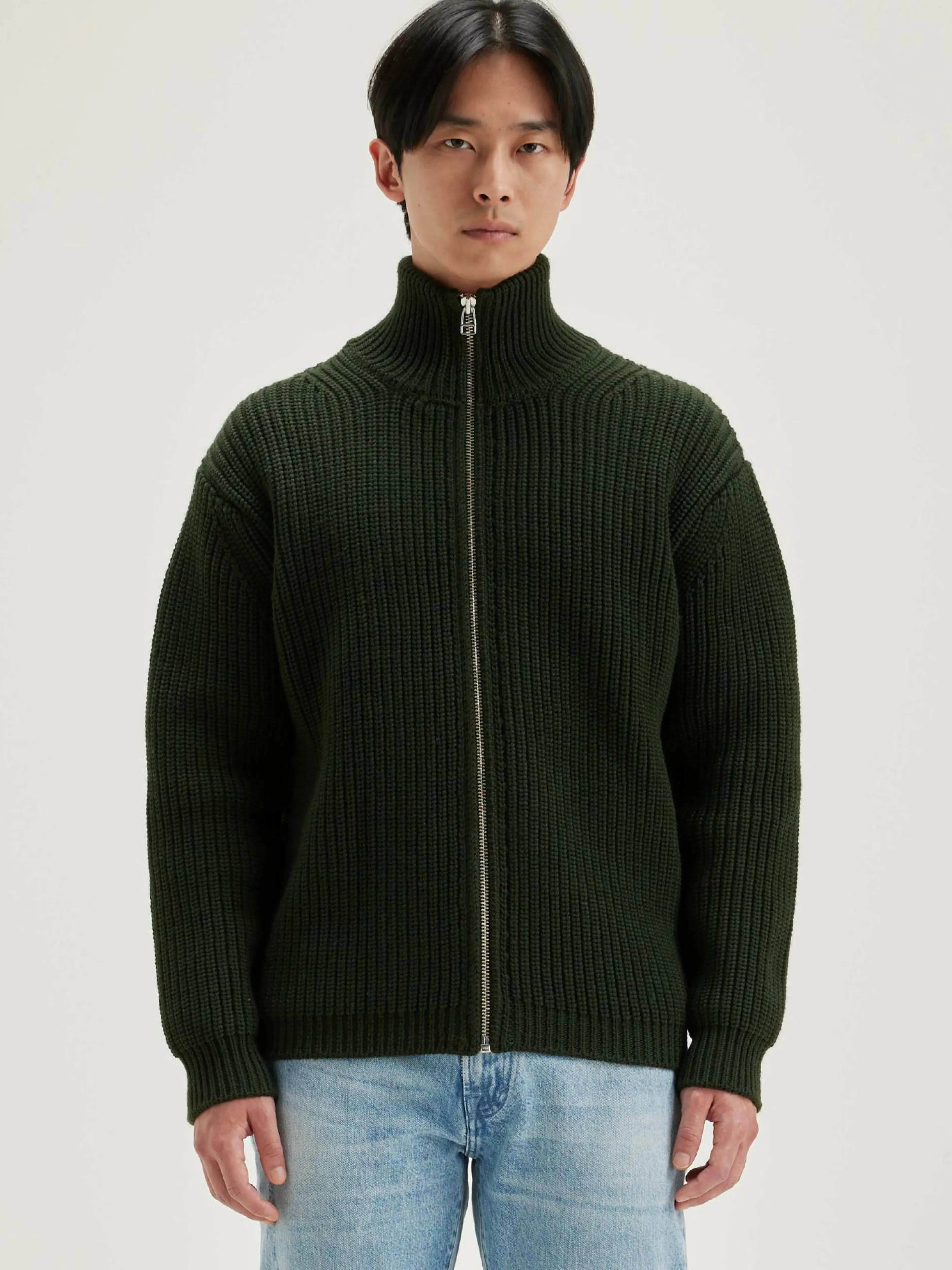 Mailles-Bellerose Cardigan Zippé Allip Dark olive