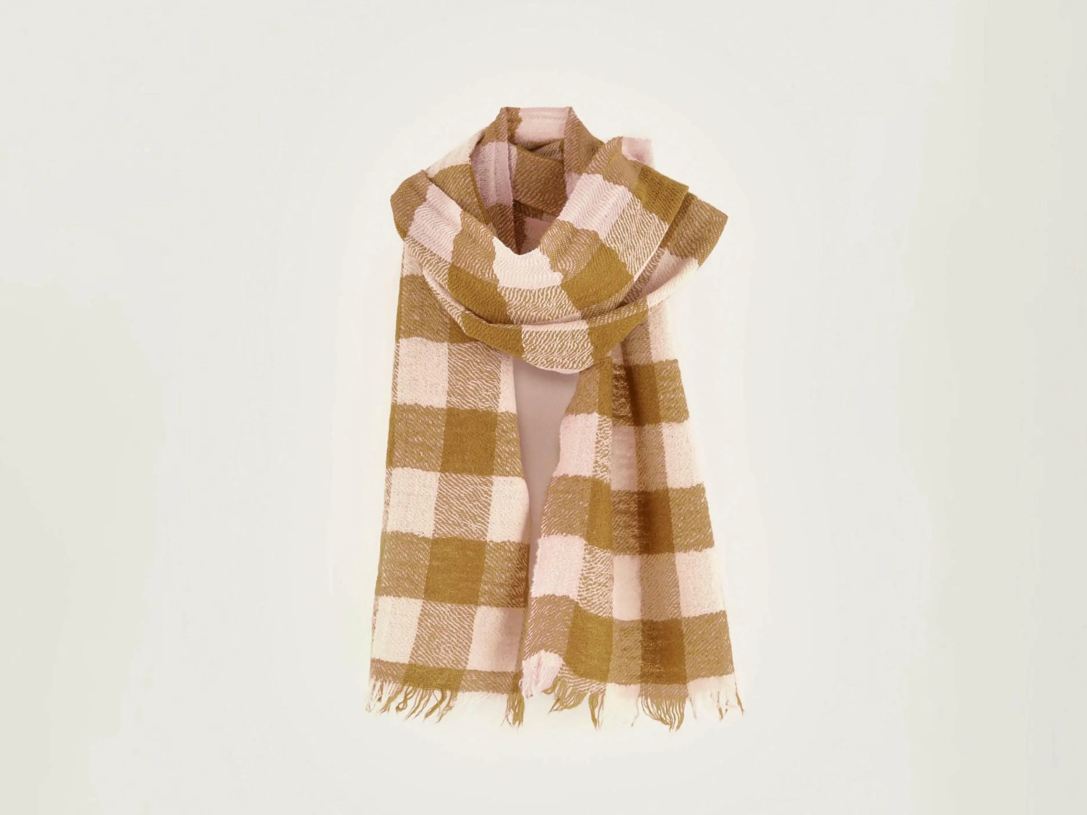 Écharpes & Foulards-Bellerose Écharpe à Carreaux Sidiki Caramel / Light rose