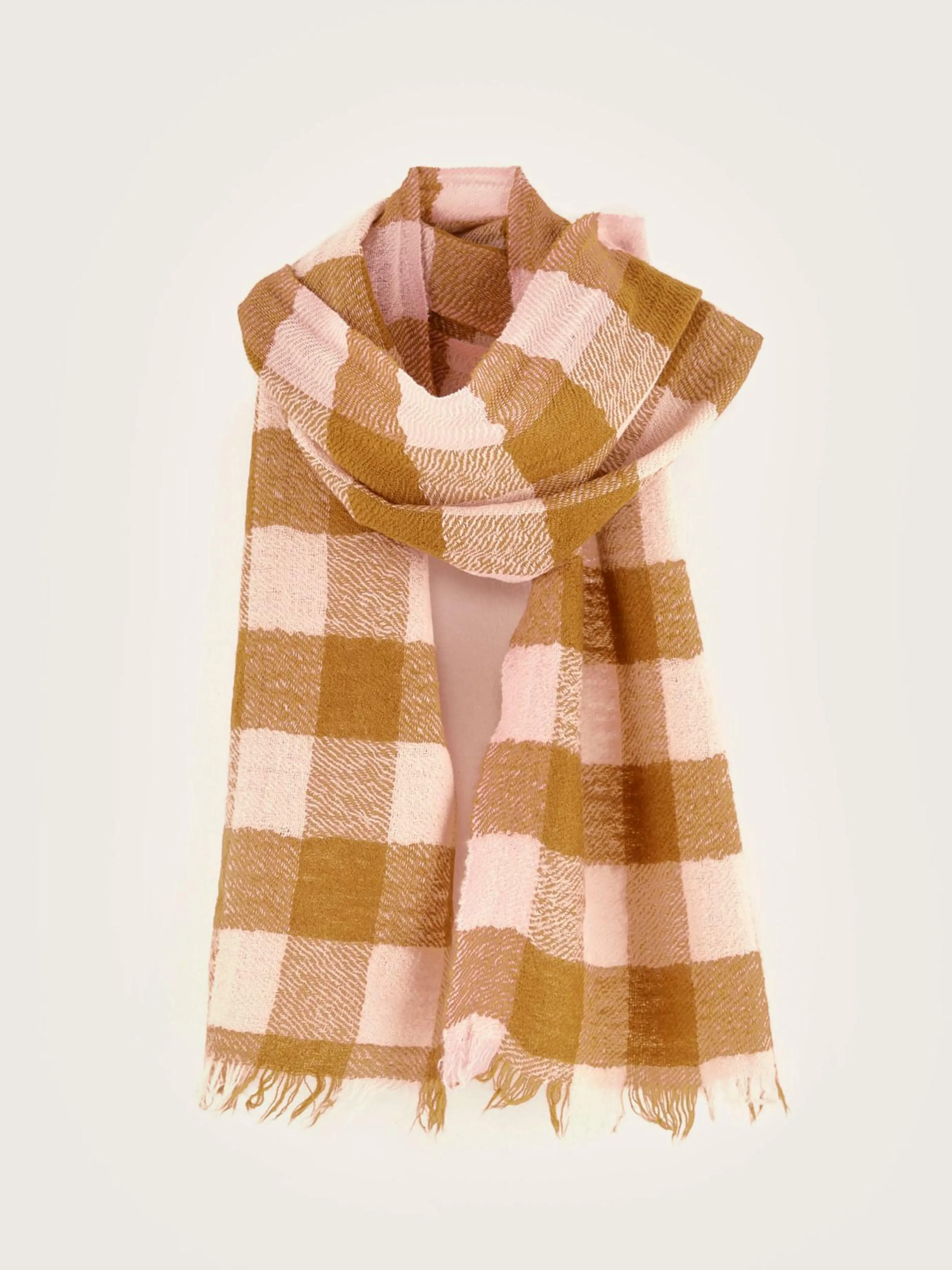 Écharpes & Foulards-Bellerose Écharpe à Carreaux Sidiki Caramel / Light rose