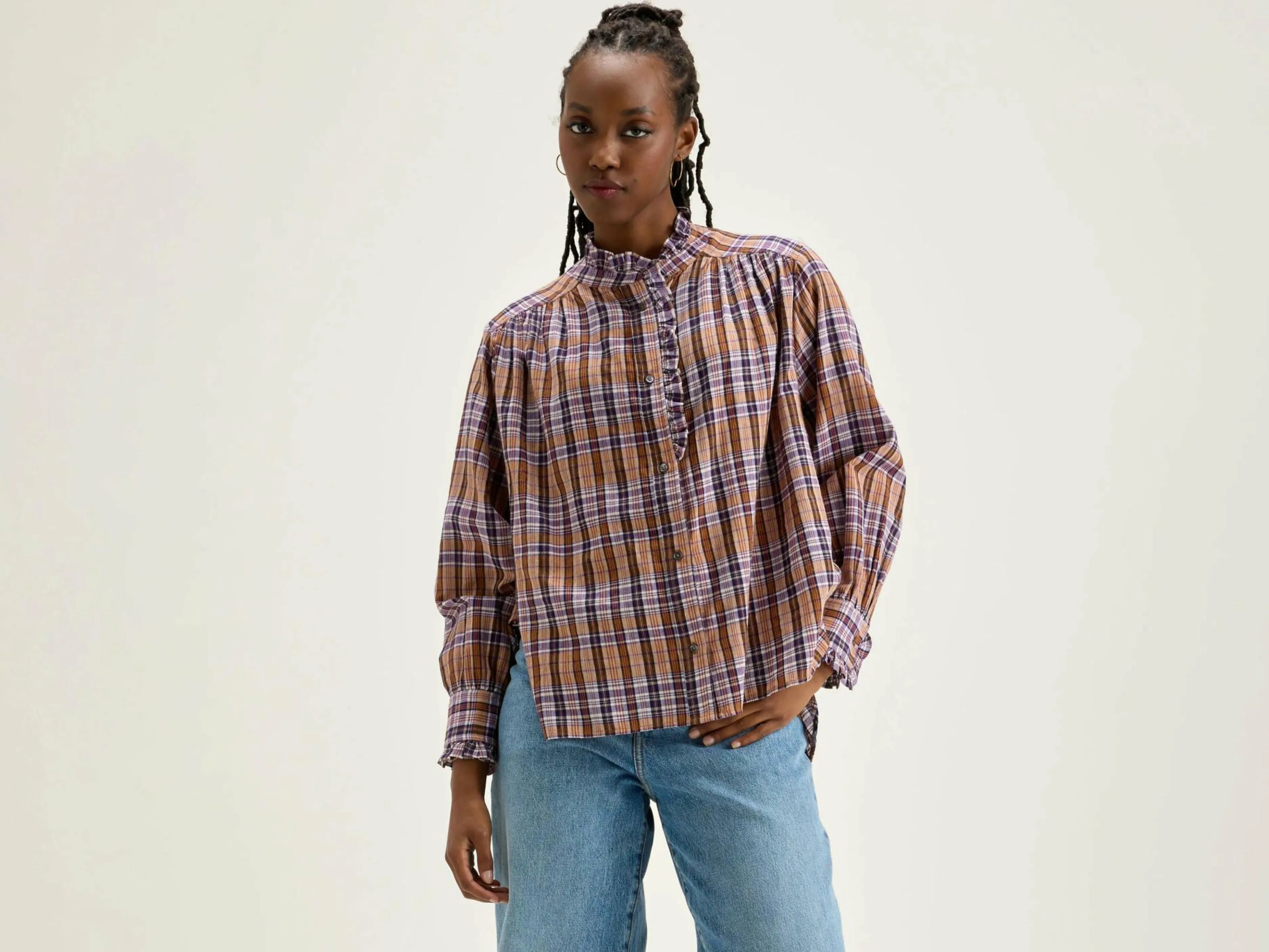 Blouses & Chemises-Bellerose Chemise à Carreaux Claudia Copper / Light rose