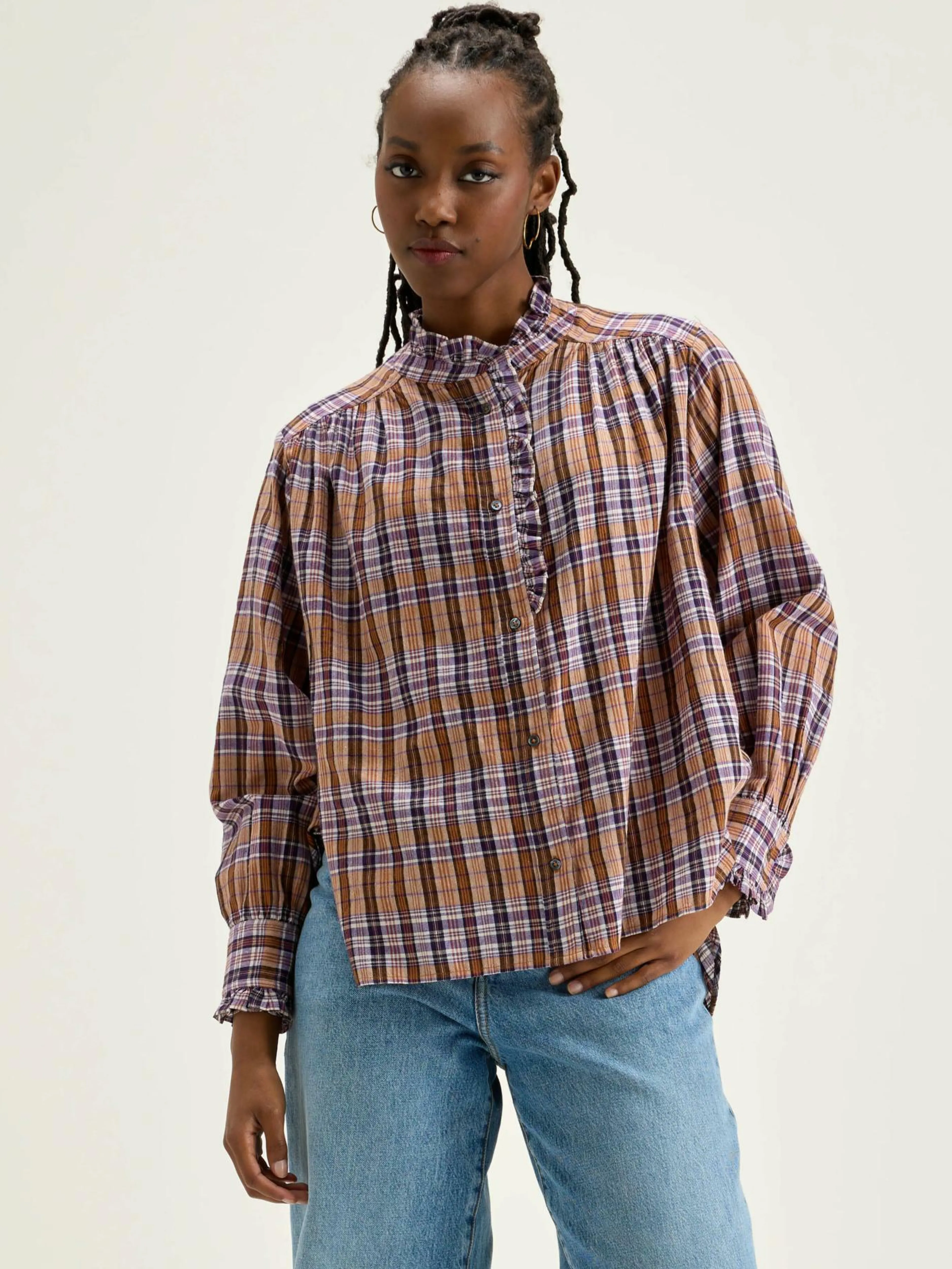 Blouses & Chemises-Bellerose Chemise à Carreaux Claudia Copper / Light rose