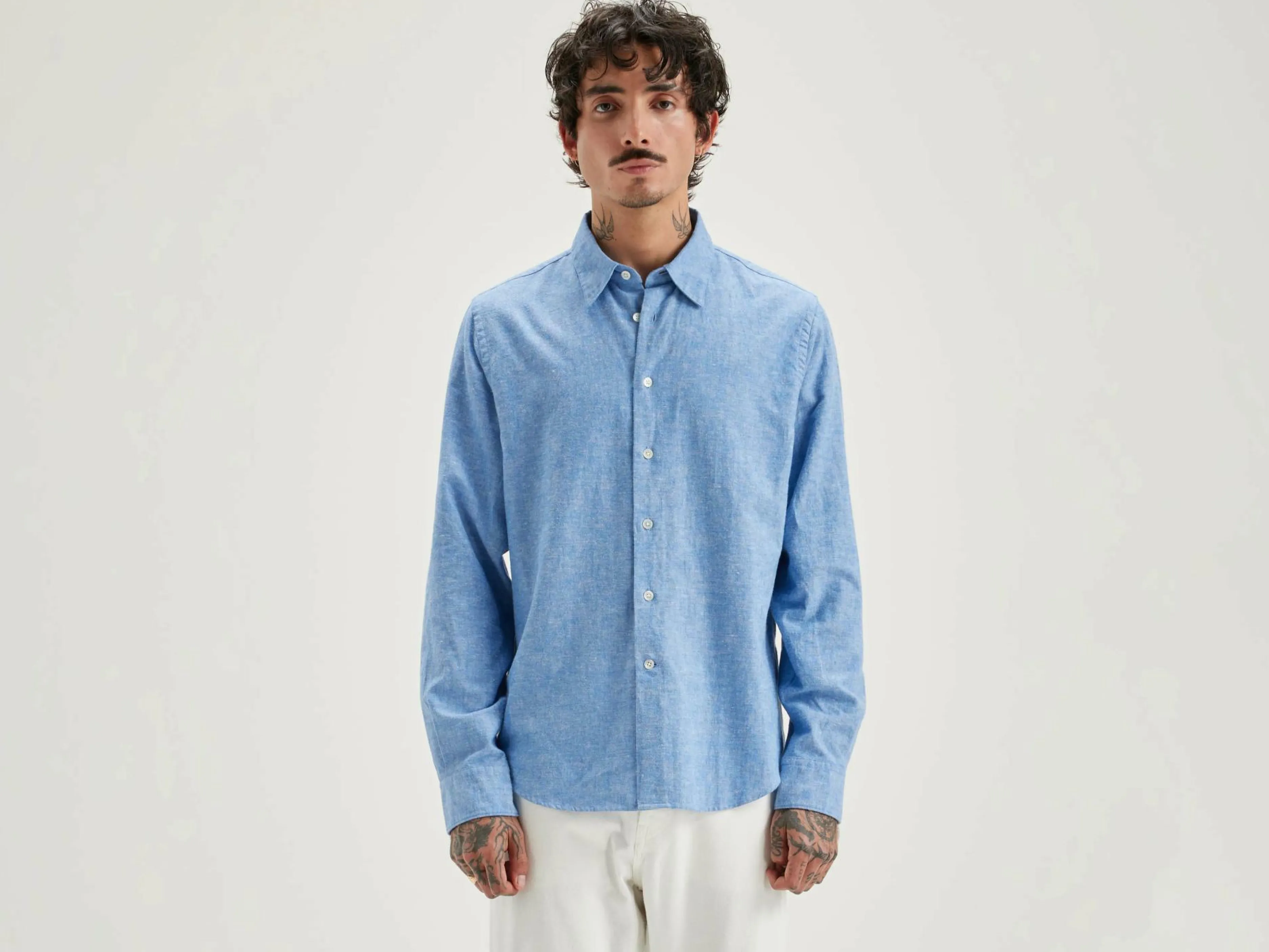 Chemises-Bellerose Chemise En Popeline Franklin Blue