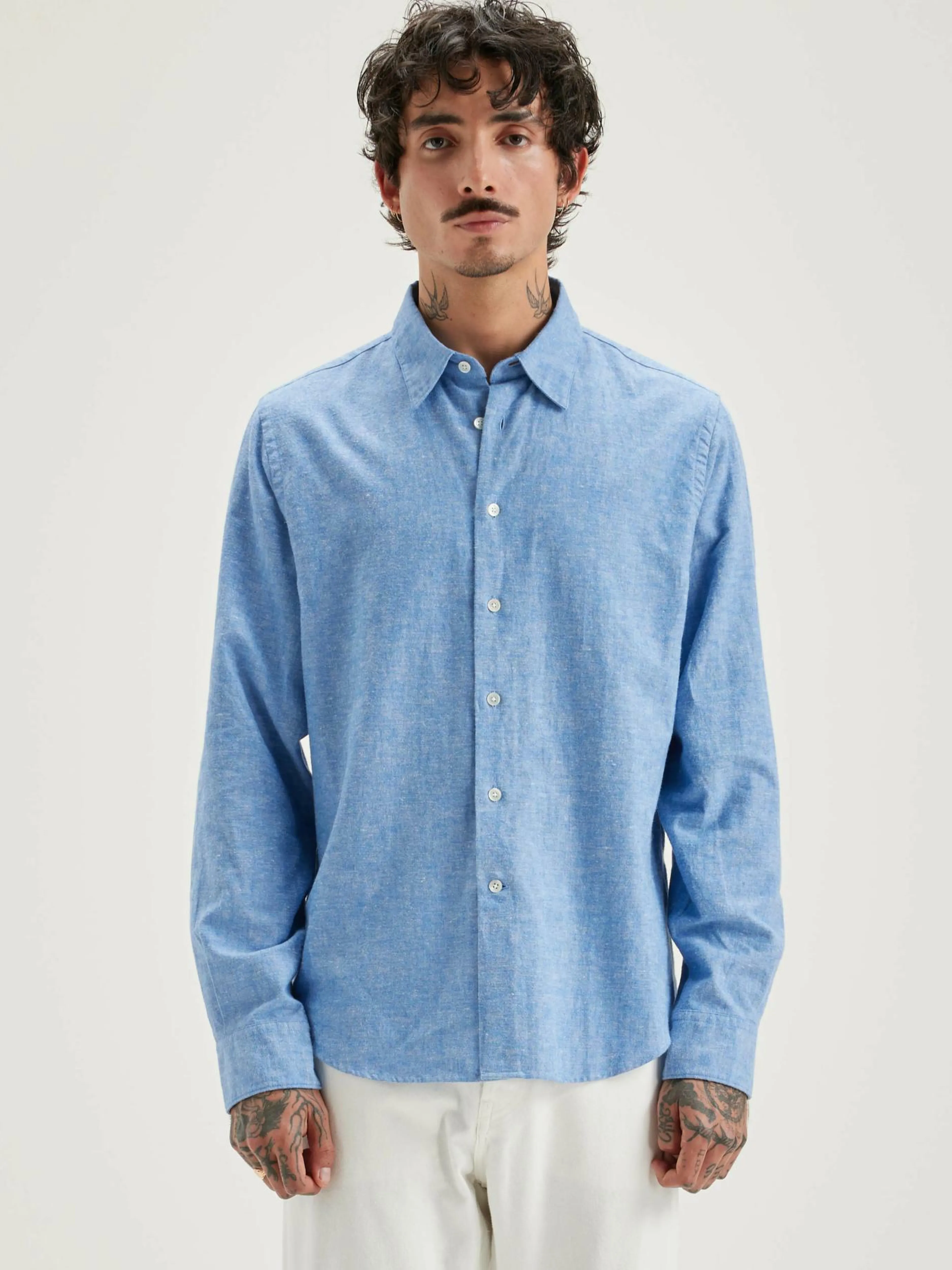 Chemises-Bellerose Chemise En Popeline Franklin Blue