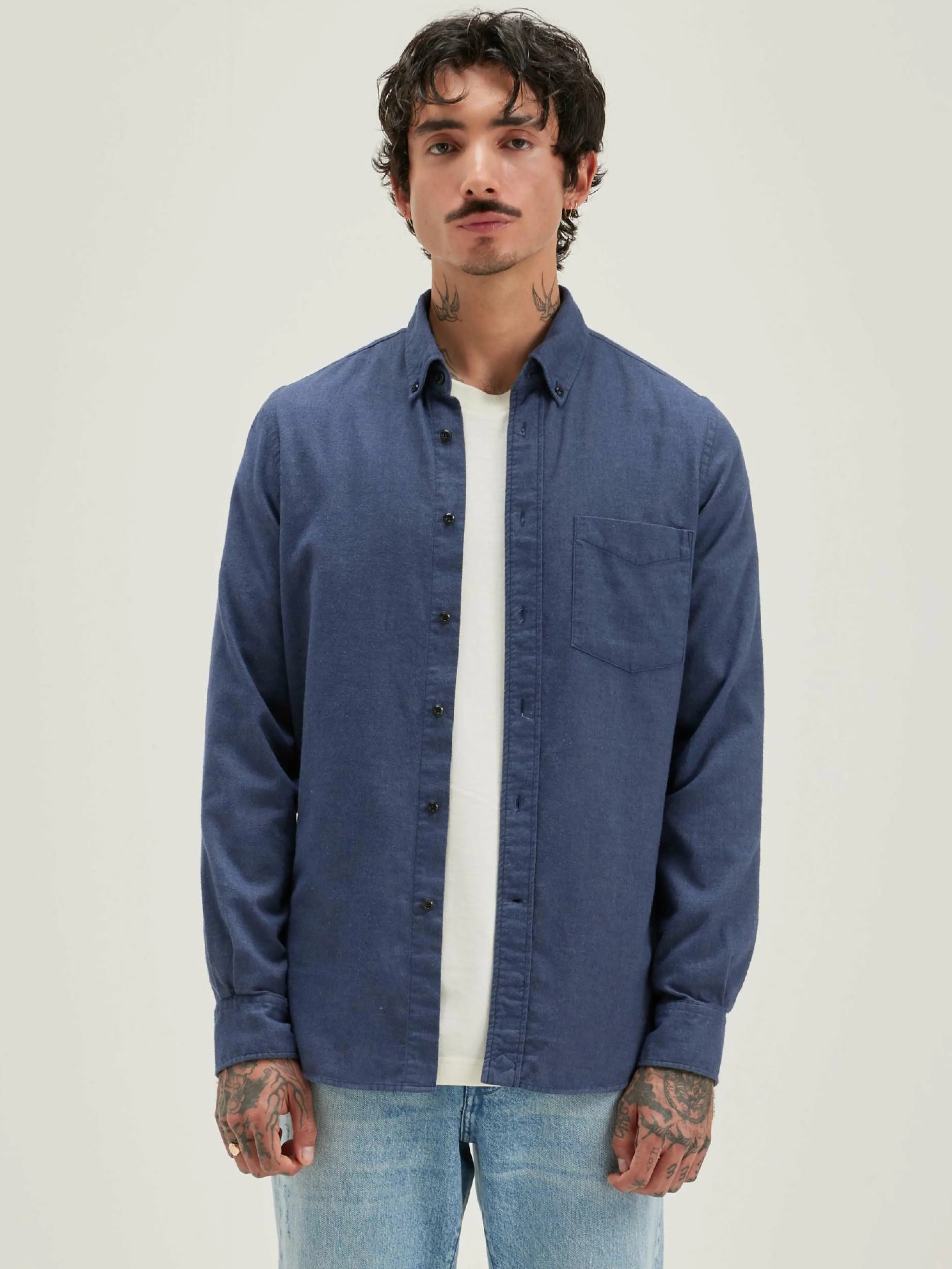 Chemises-Bellerose Chemise Slim Mire Metal blue