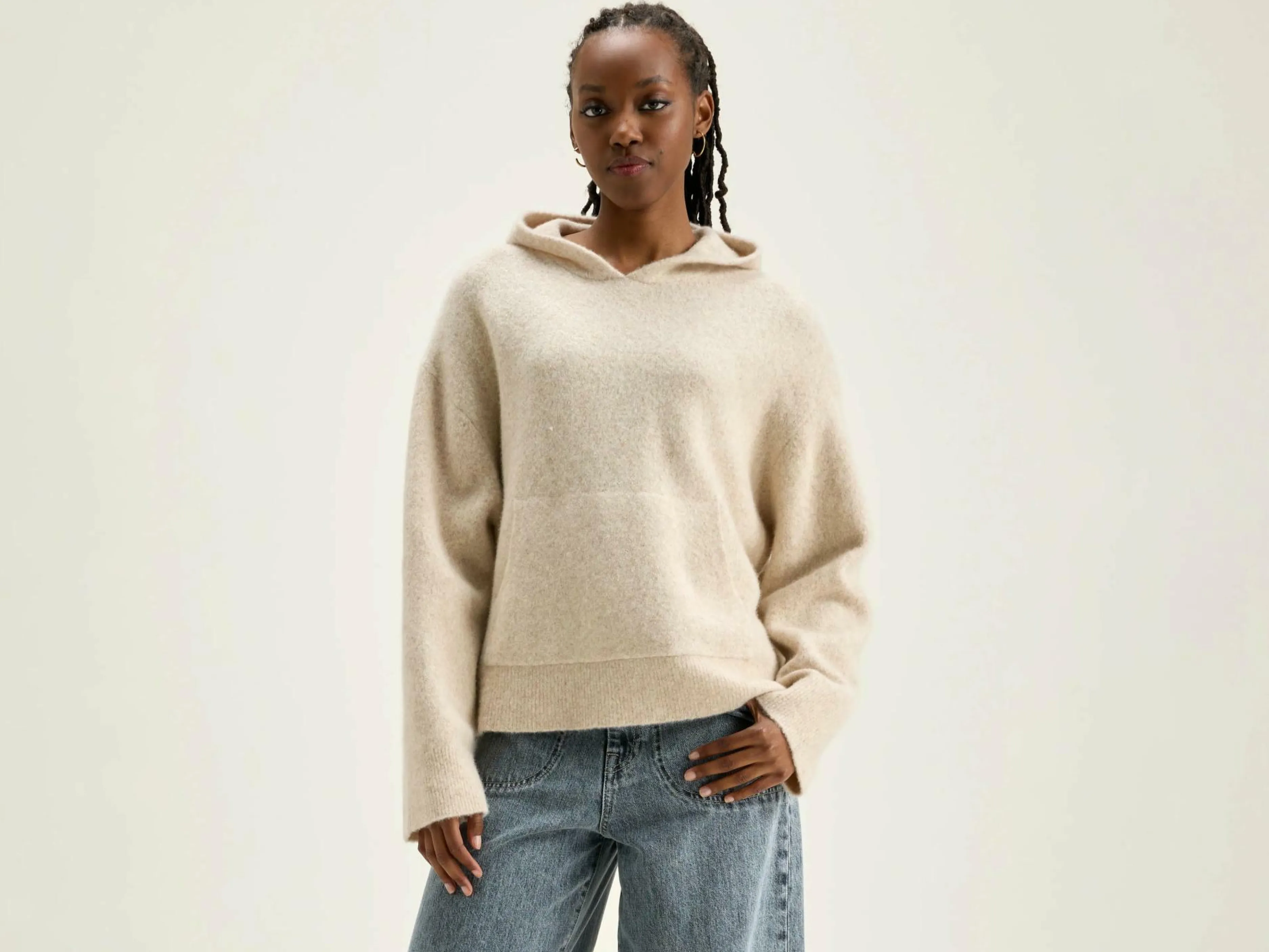 Mailles-Bellerose Hoodie En Maille Dera Cream