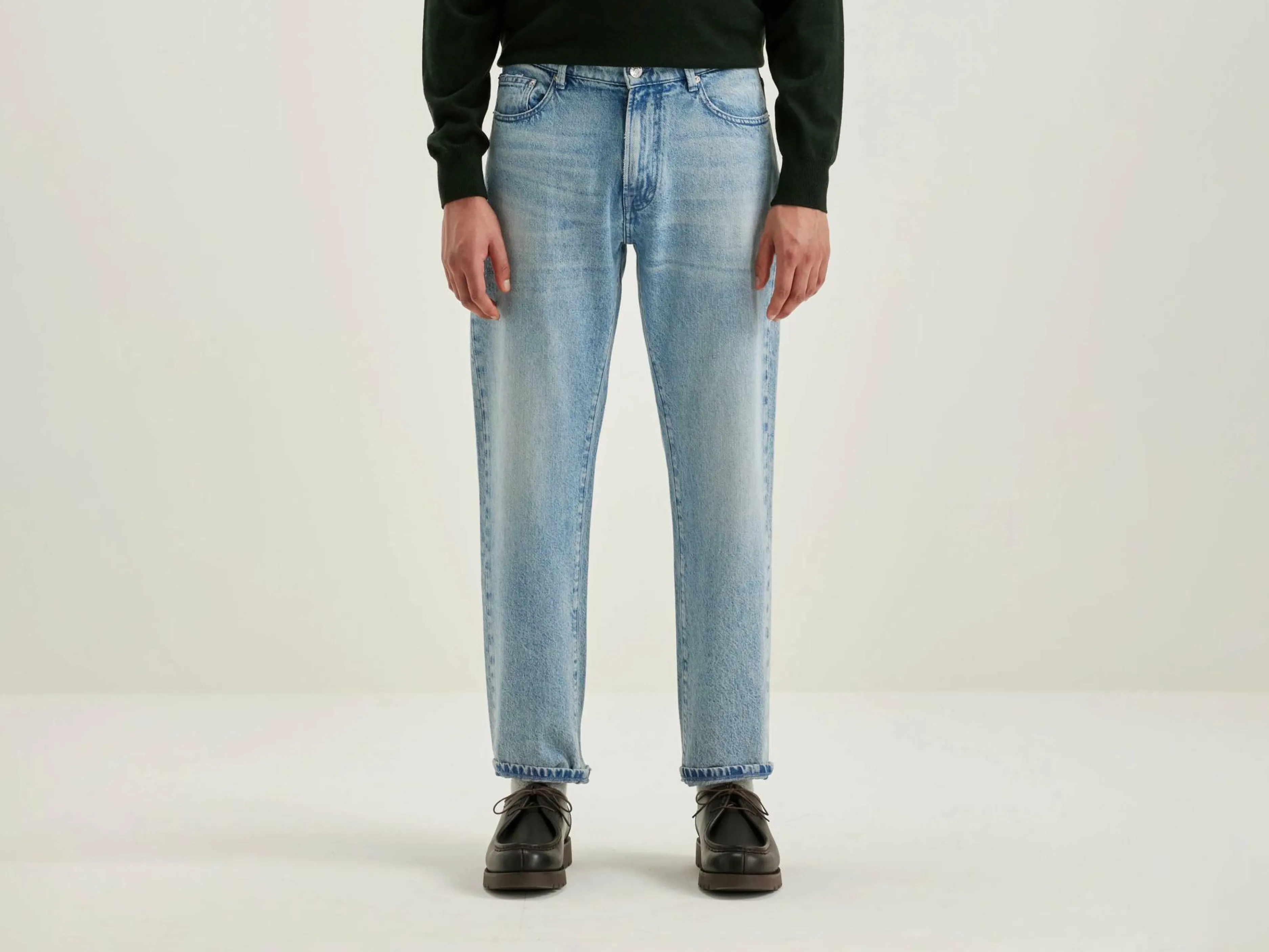 Denim-Bellerose Jean Droit Keegan Light blue bleach