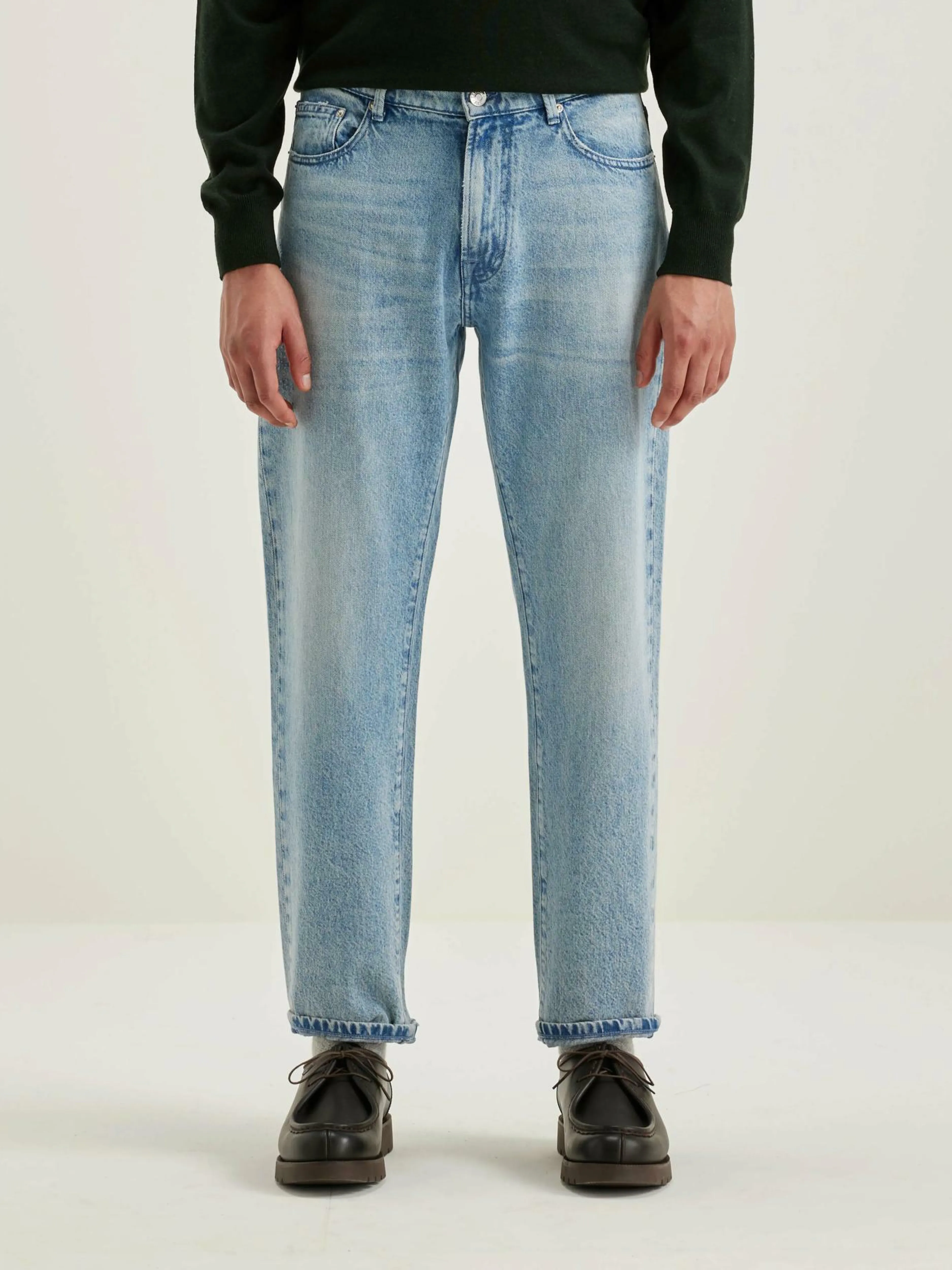 Denim-Bellerose Jean Droit Keegan Light blue bleach