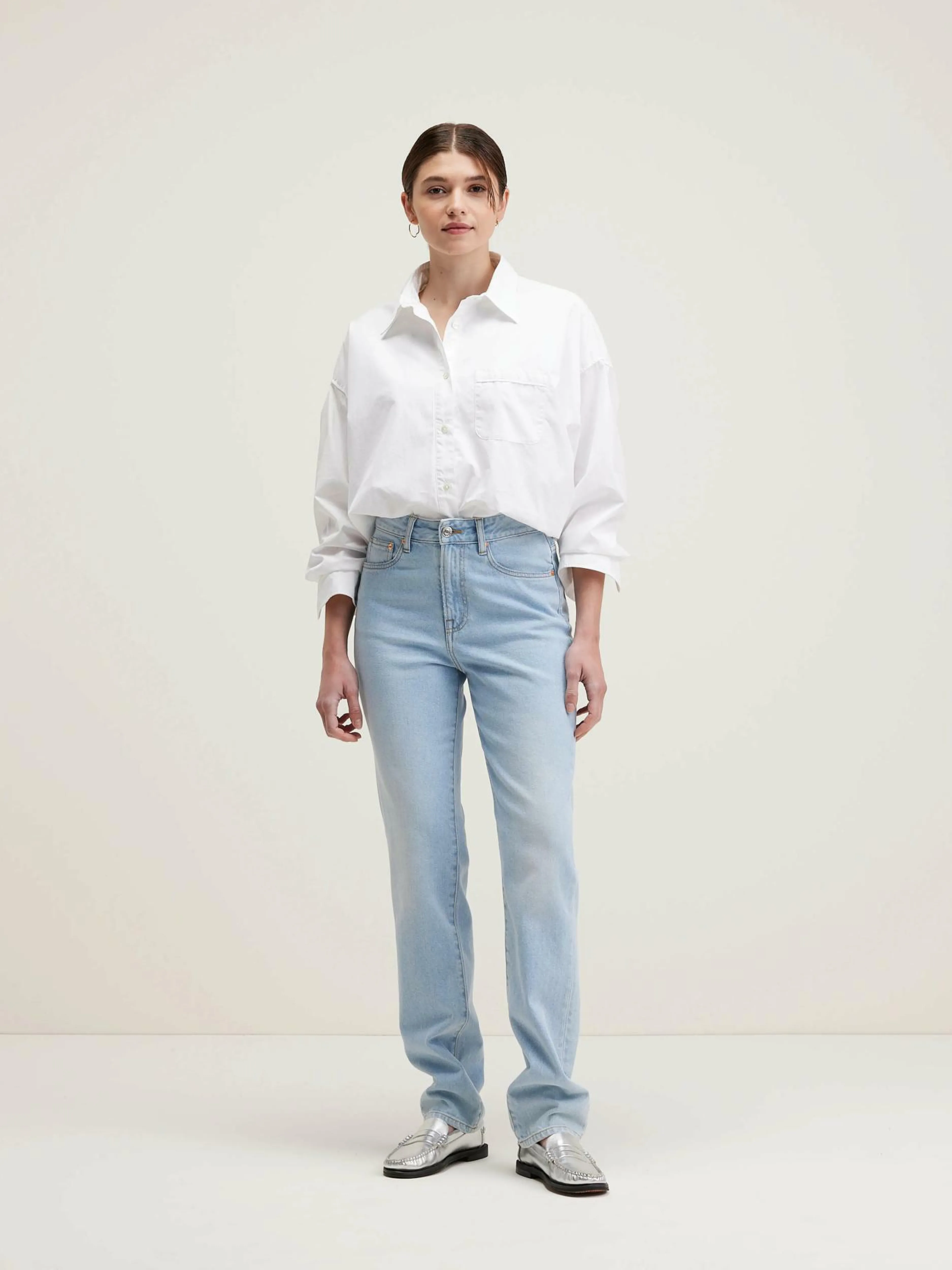 Denim-Bellerose Jean Slim Ping Light blue bleach
