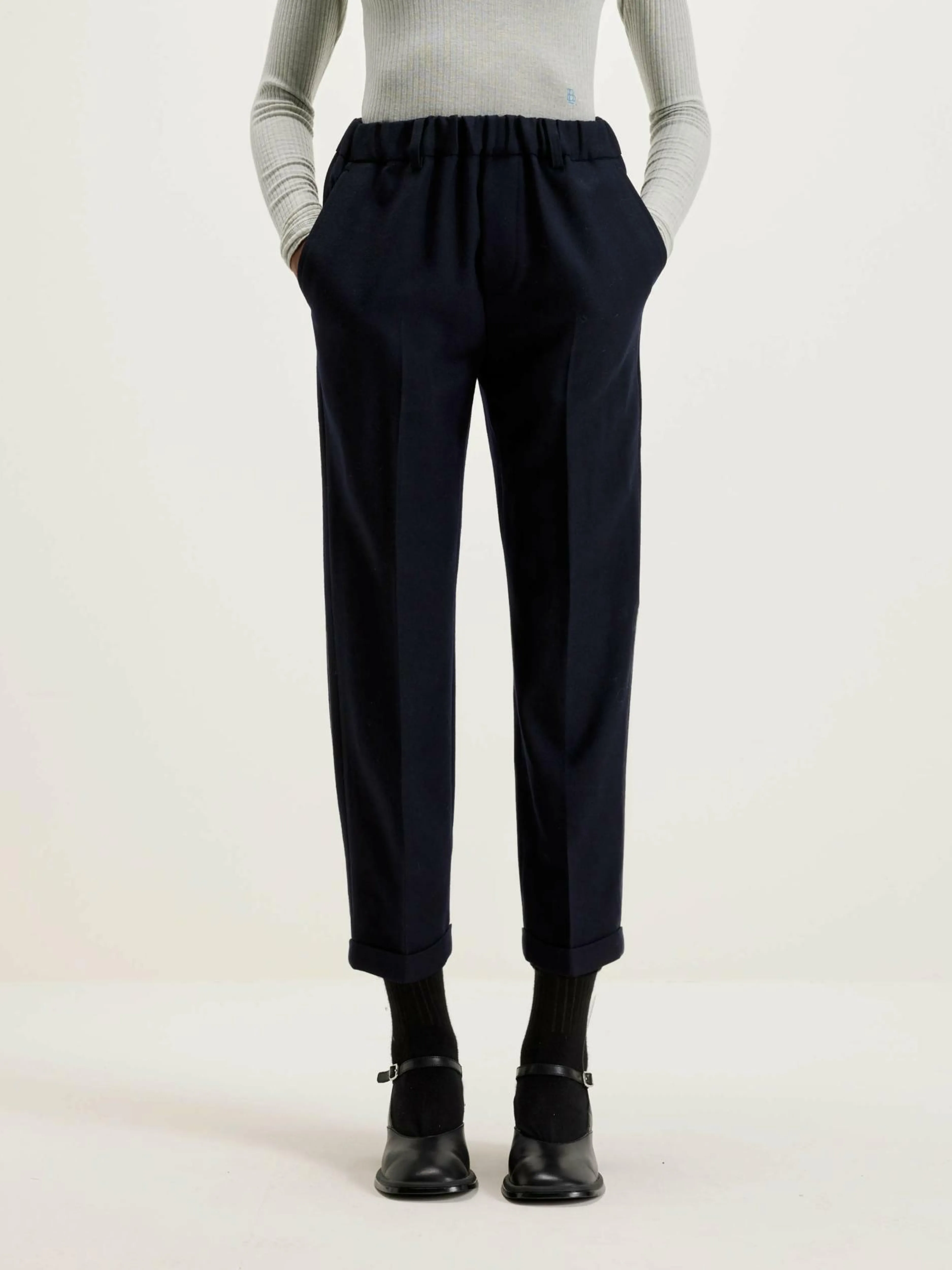 Pantalons-Nicholson & Nicholson Pantalon Sand Boyfriend En Laine