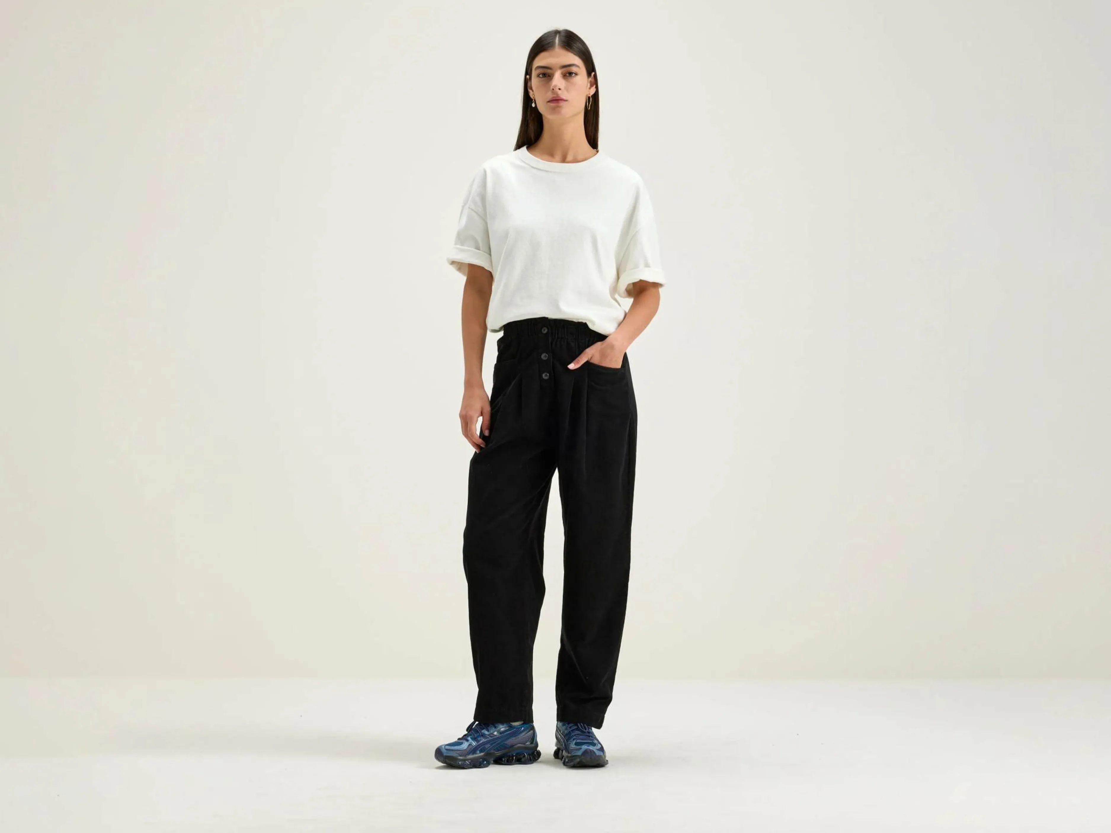 Pantalons-Bellerose Pantalon Paperbag Lilo Black beauty