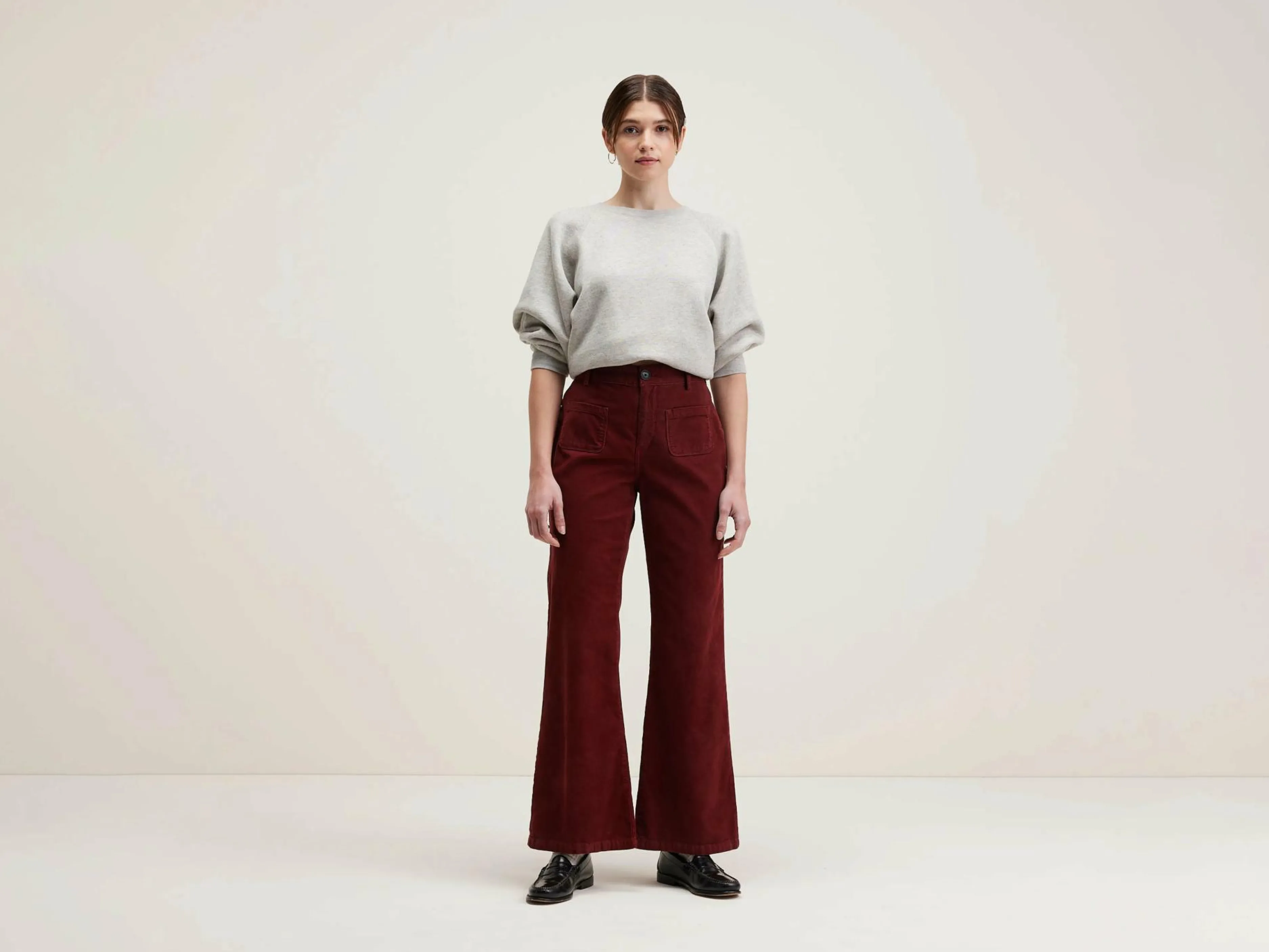 Pantalons-Bellerose Pantalon évasé Park Grenat