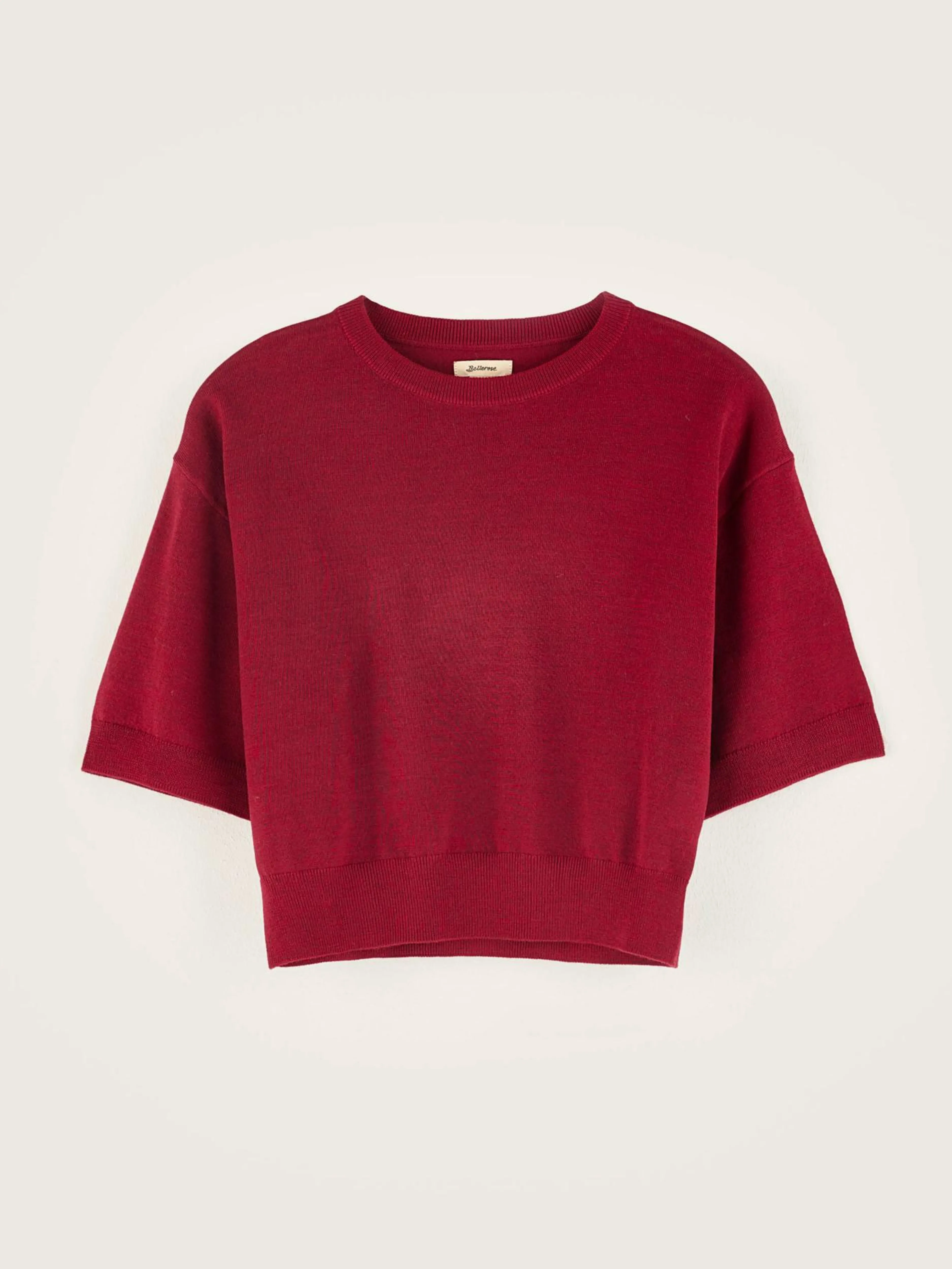 Mailles-Bellerose Pull à Manches Courtes Sare Red dahlia