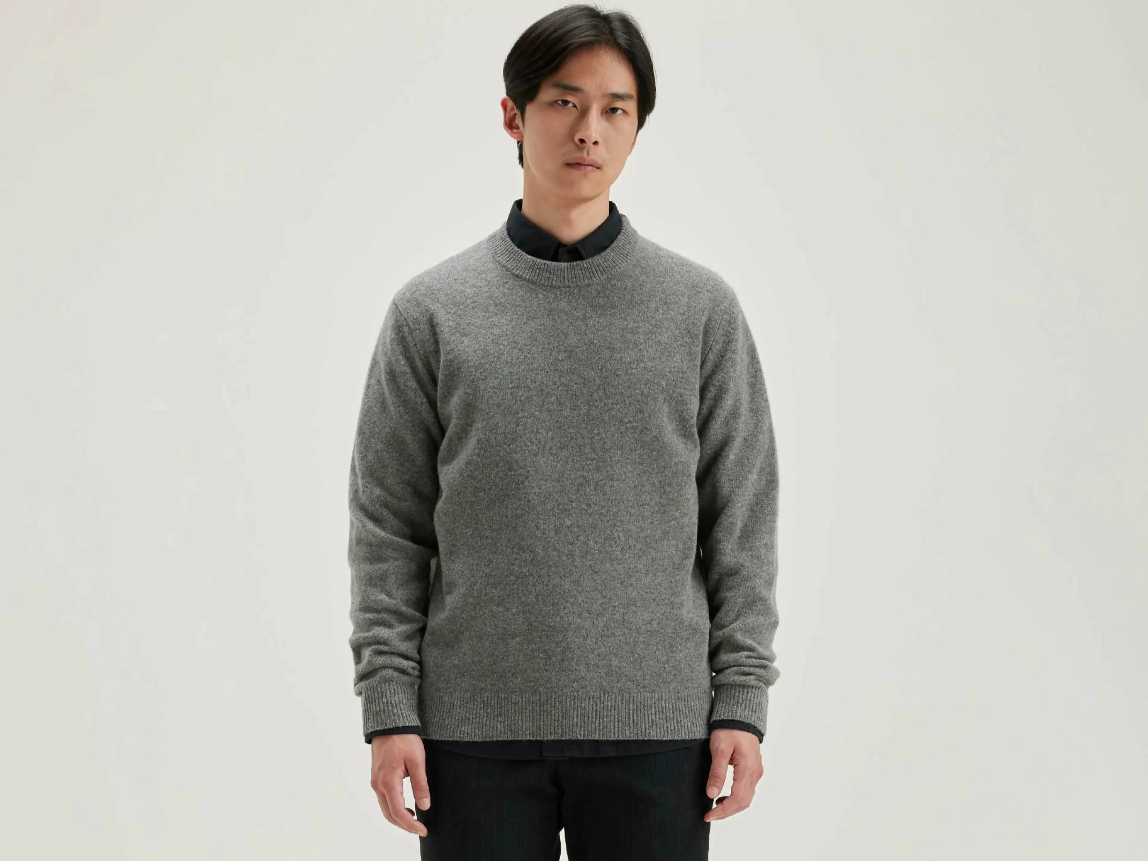 Mailles-Bellerose Pull Col Rond Donoon Mid grey
