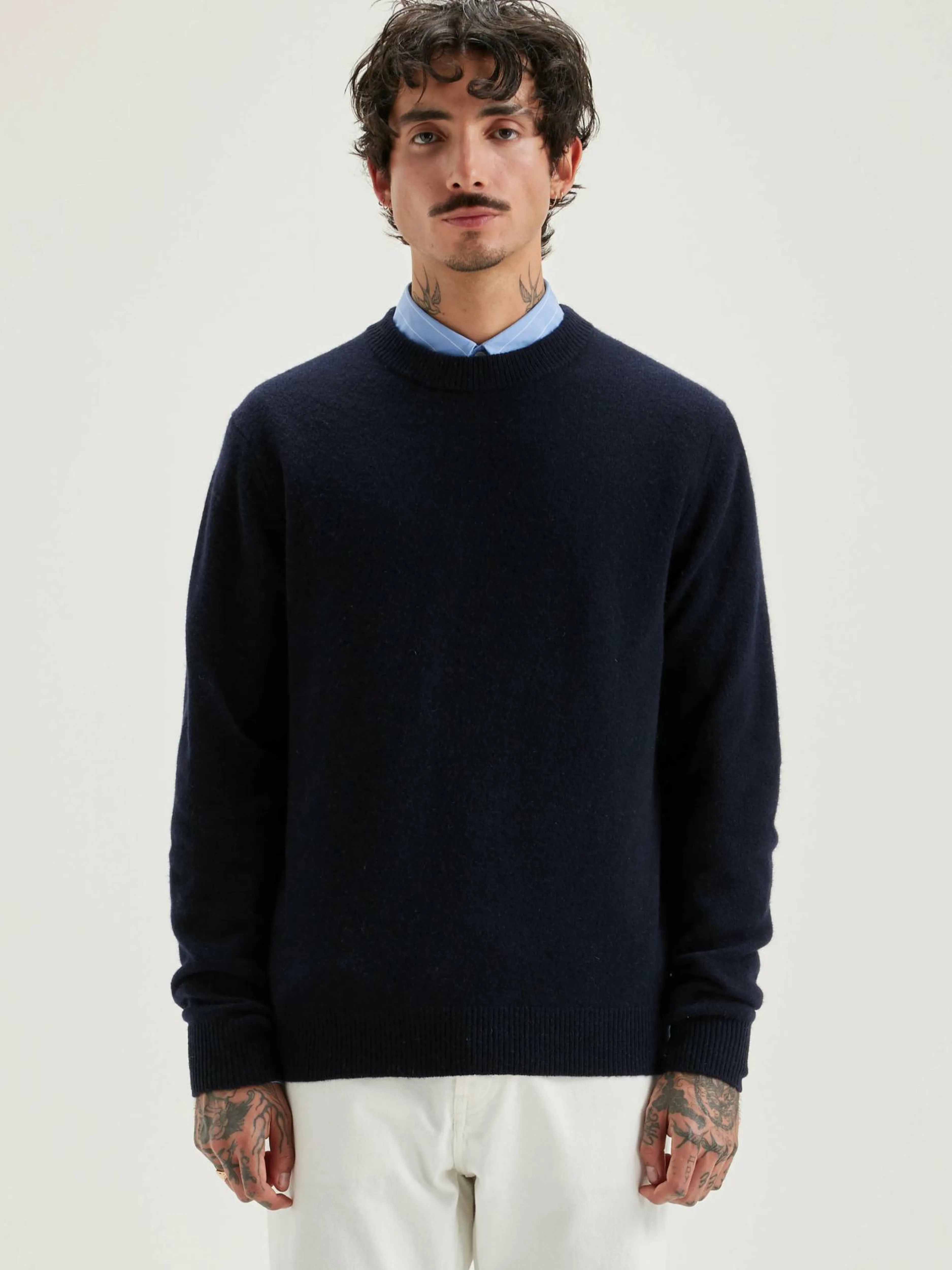 Mailles-Bellerose Pull Col Rond Donoon Navy