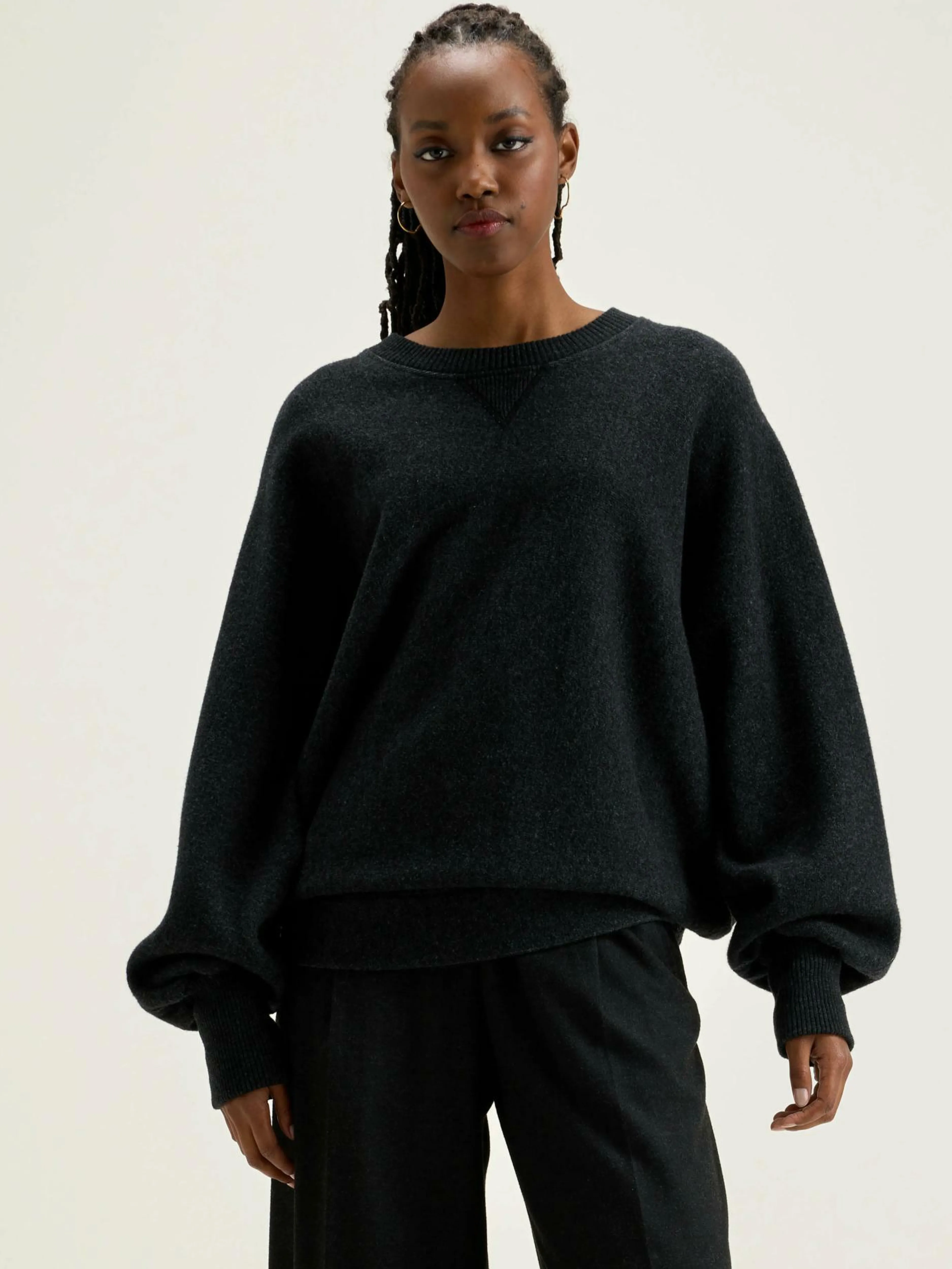 Sweatshirts-Bellerose Pull Col Rond Milos Off black