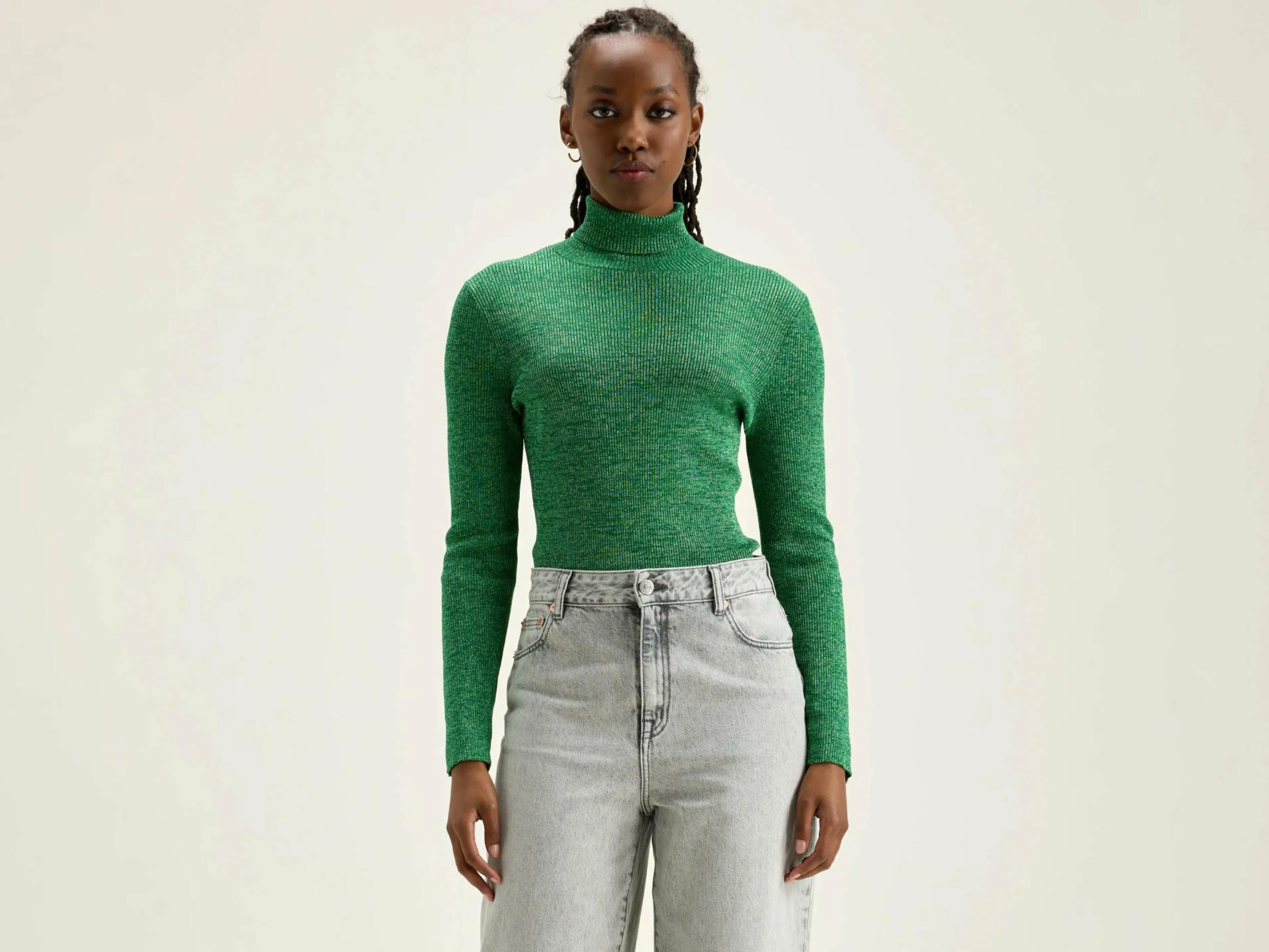 Mailles-Bellerose Pull Col Roulé Anoit Chlorophile