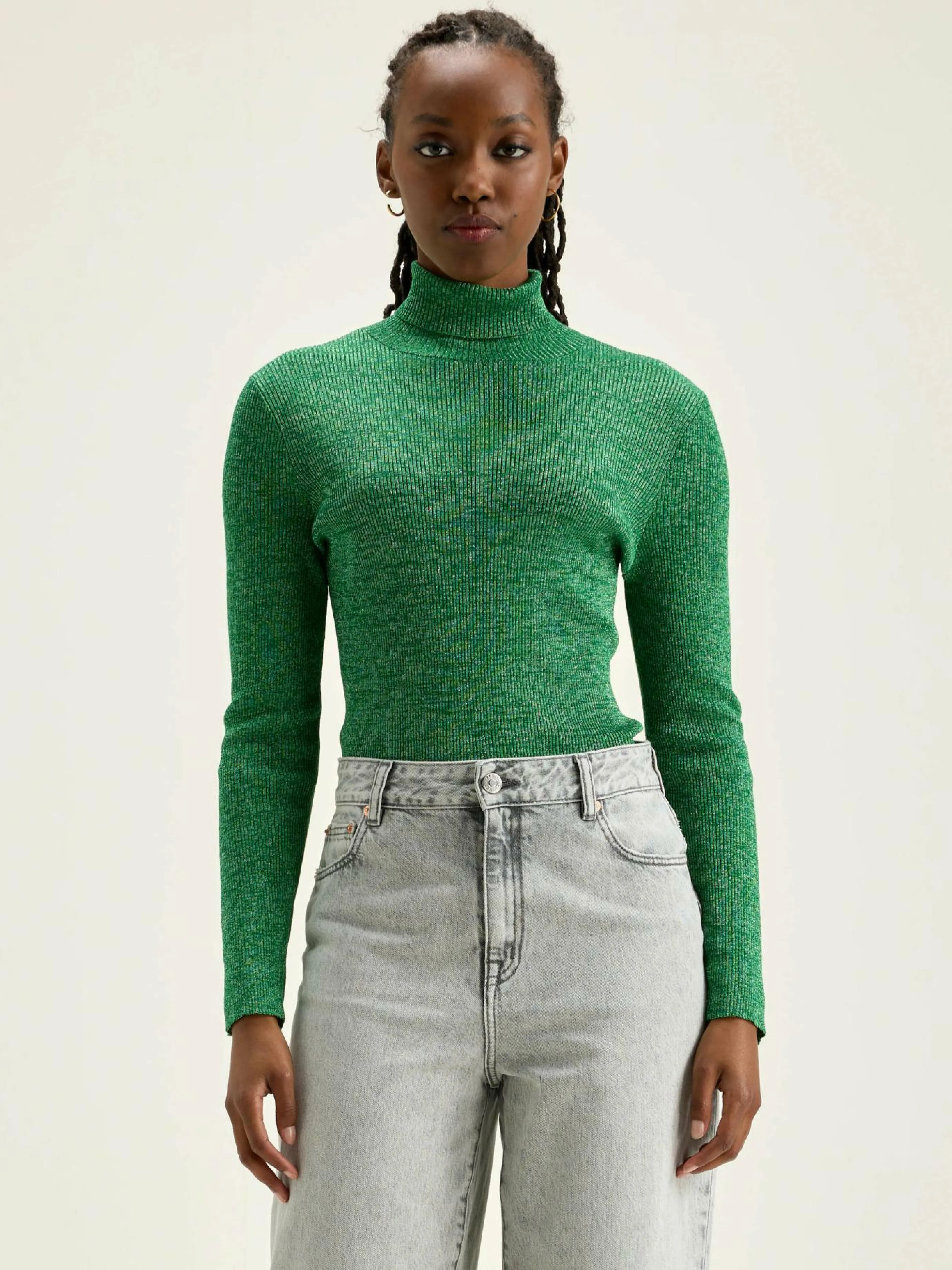 Mailles-Bellerose Pull Col Roulé Anoit Chlorophile