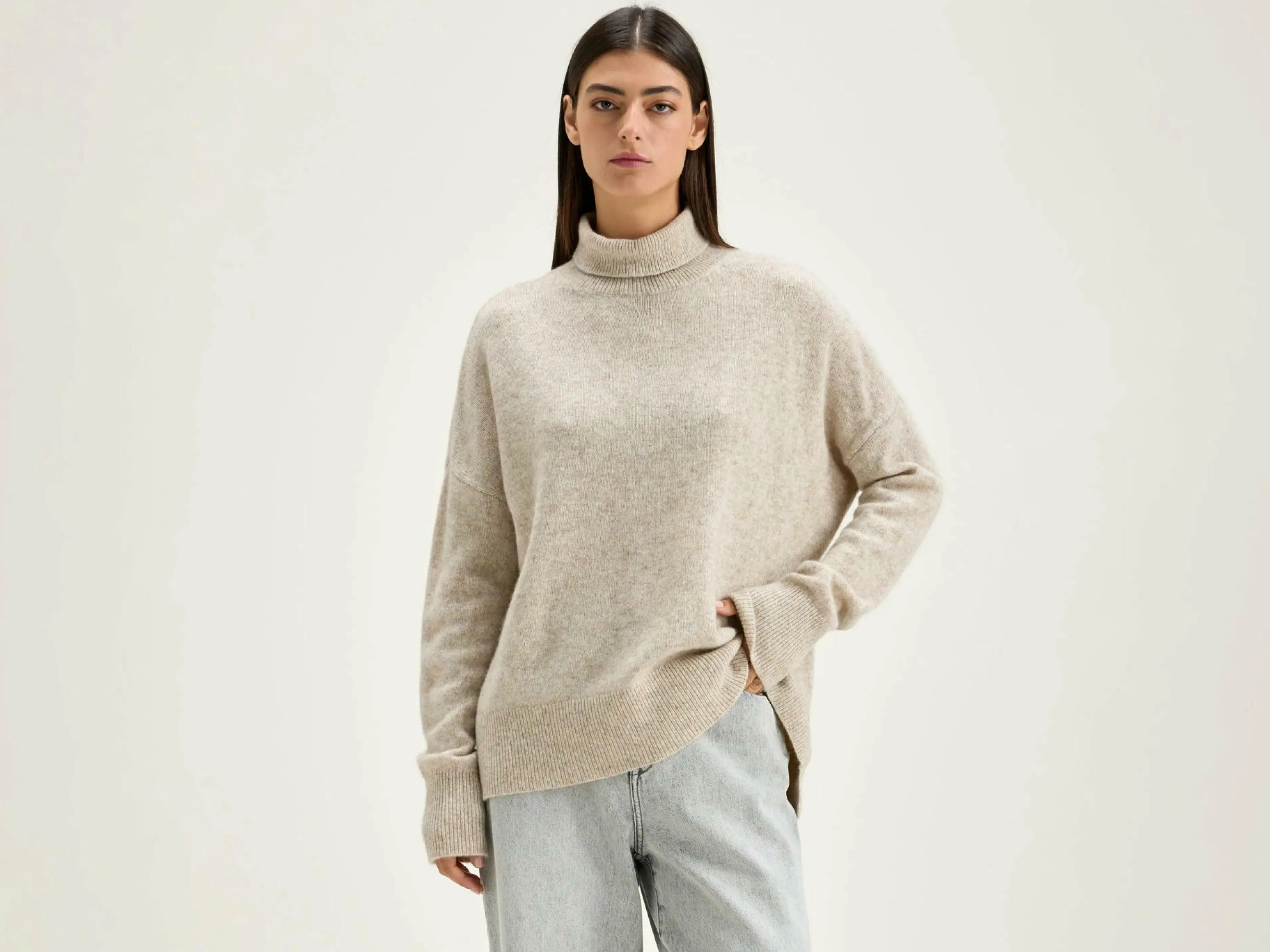 Mailles-Bellerose Pull Col Roulé Ganzi Oyster