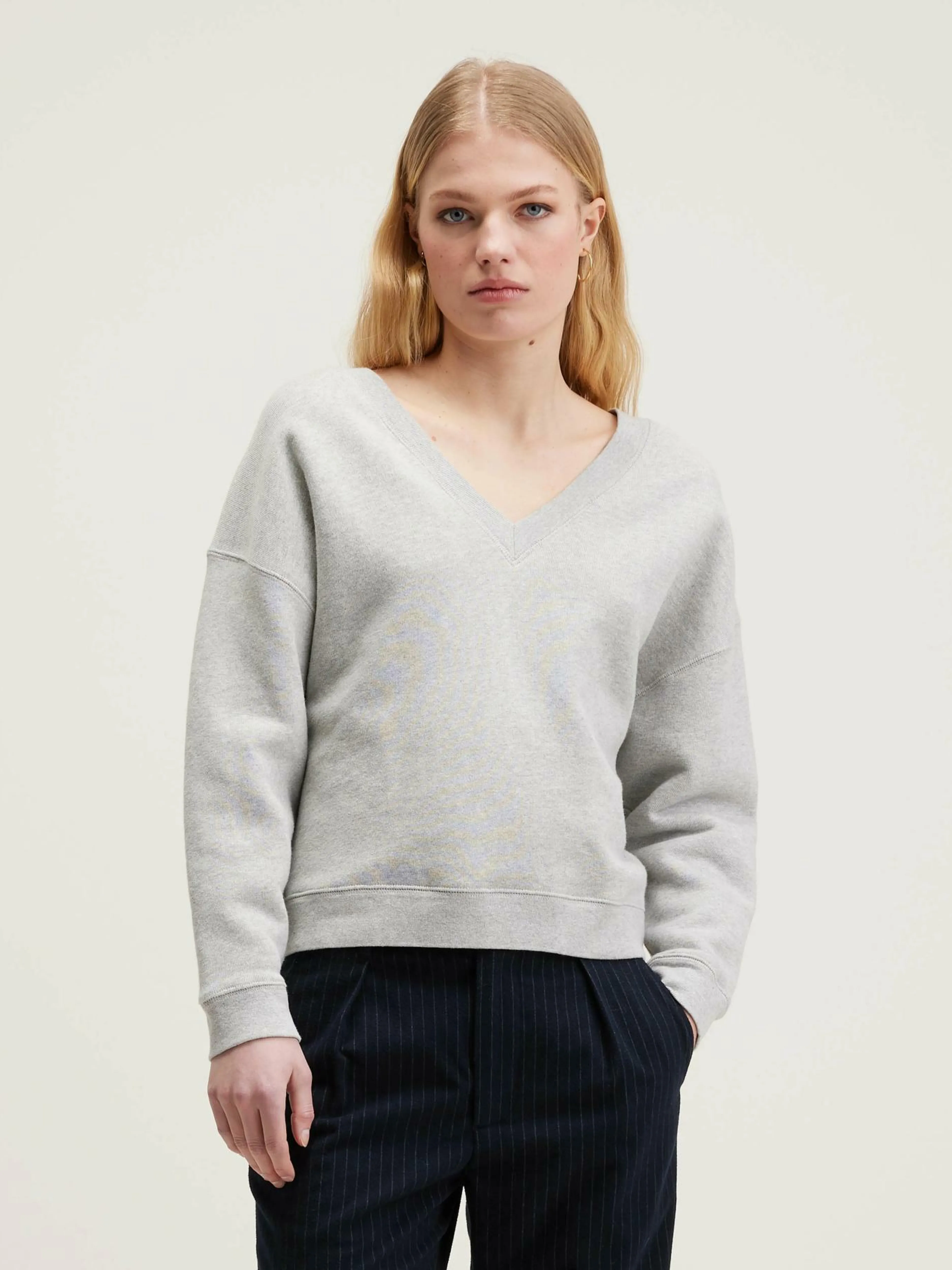 Sweatshirts-Bellerose Pull Col V Fellow Heather grey