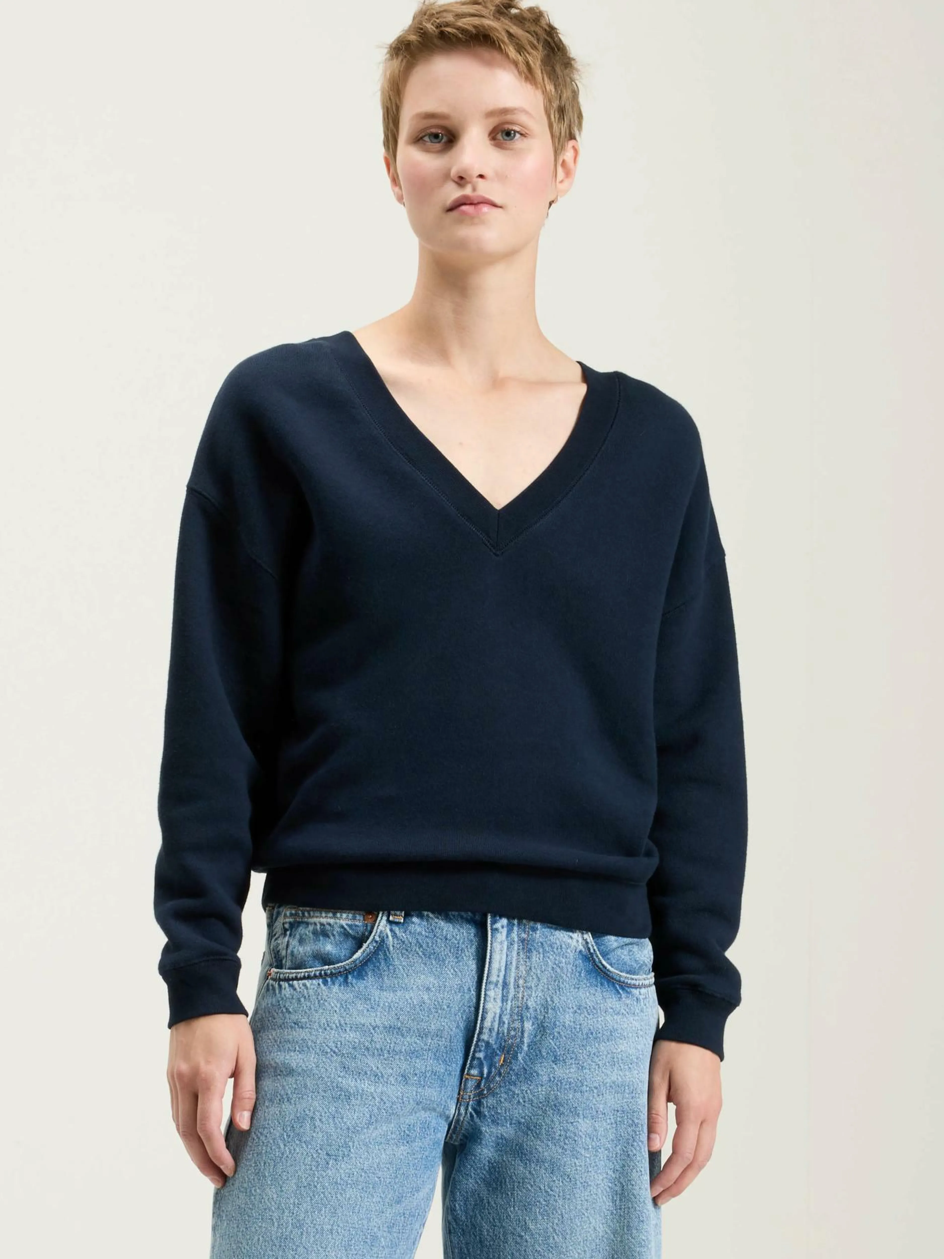 Sweatshirts-Bellerose Pull Col V Fellow Navy