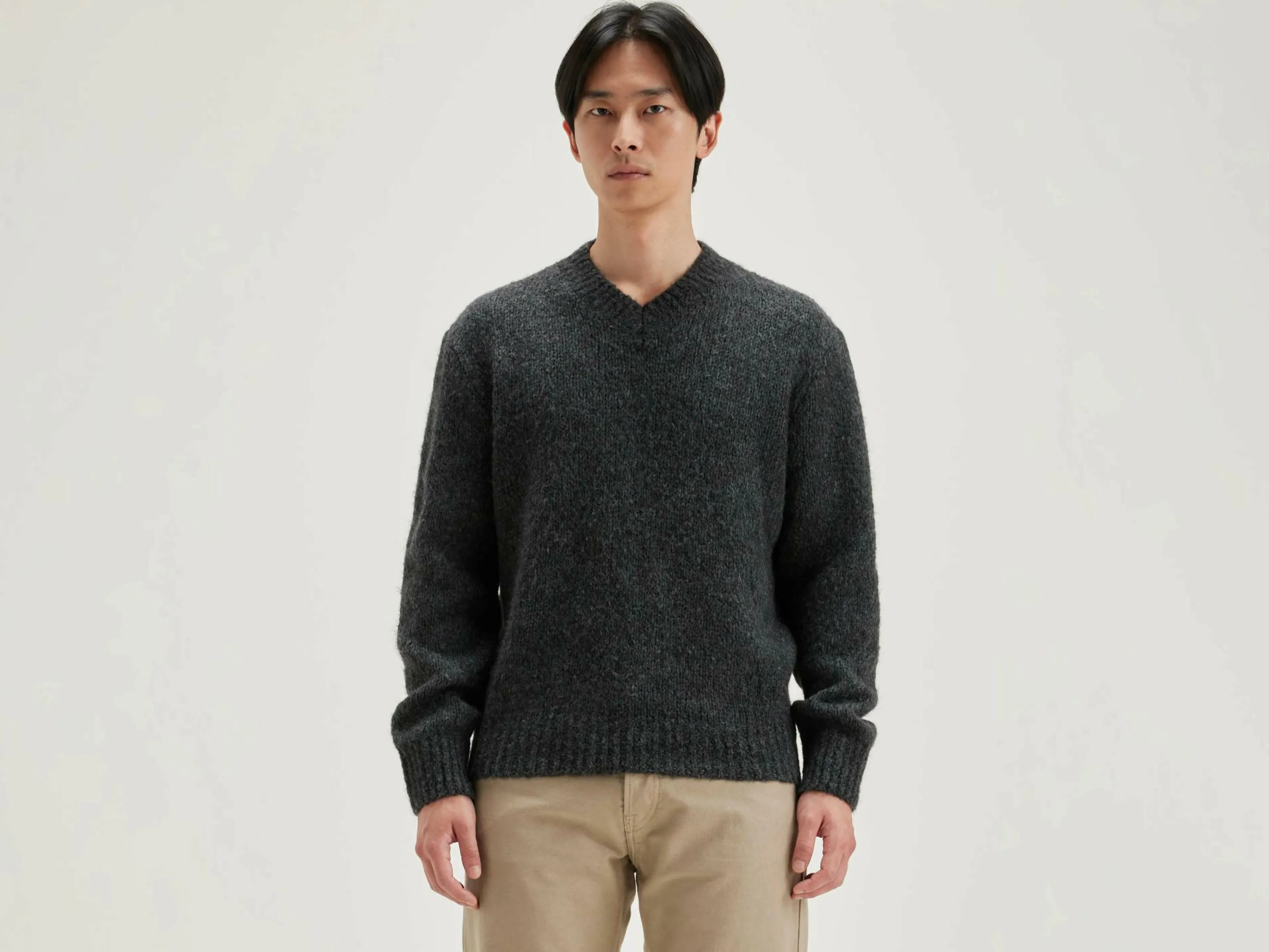 Mailles-Bellerose Pull Col V Liora Mid grey