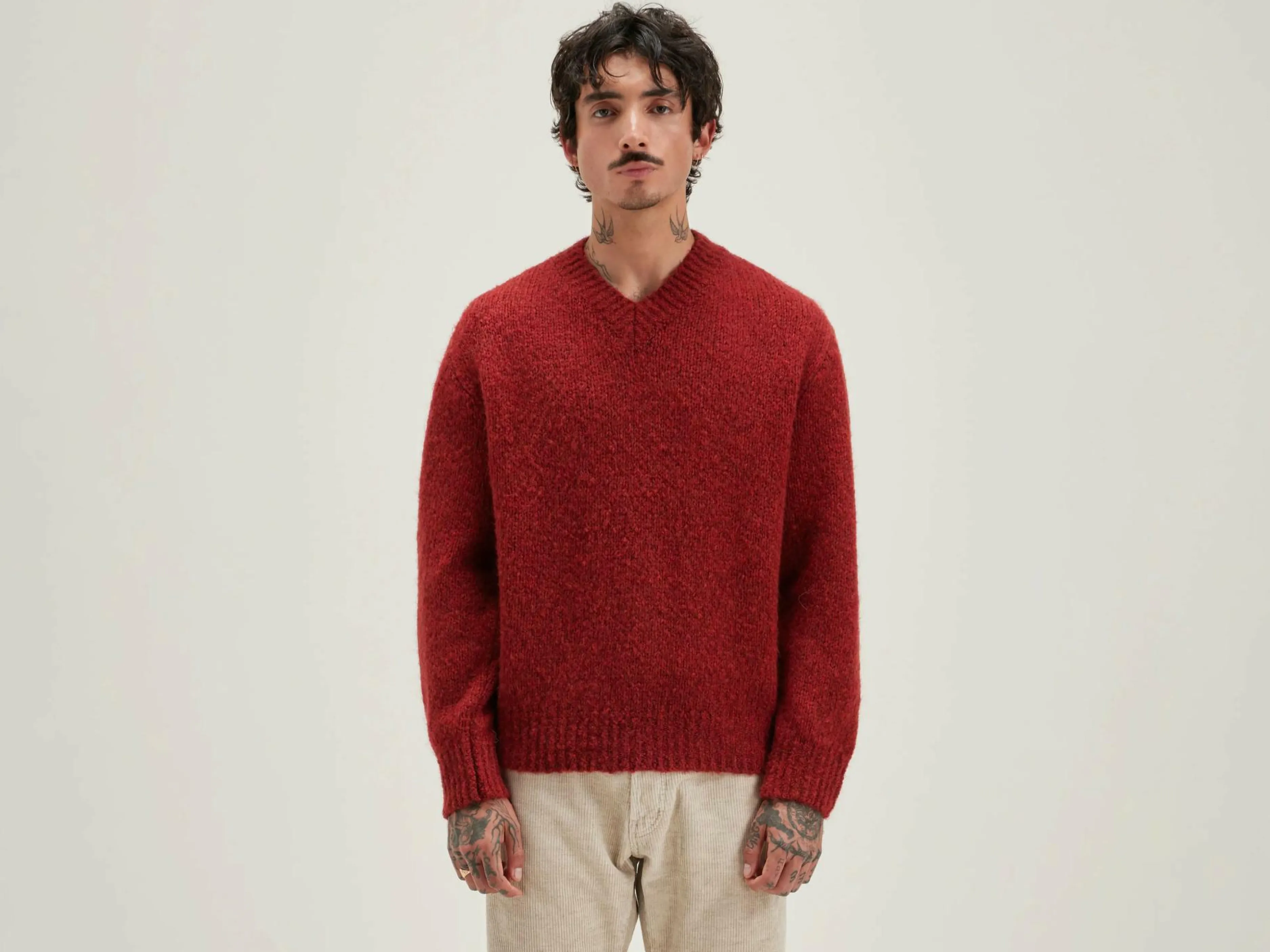 Mailles-Bellerose Pull Col V Liora Mahogany
