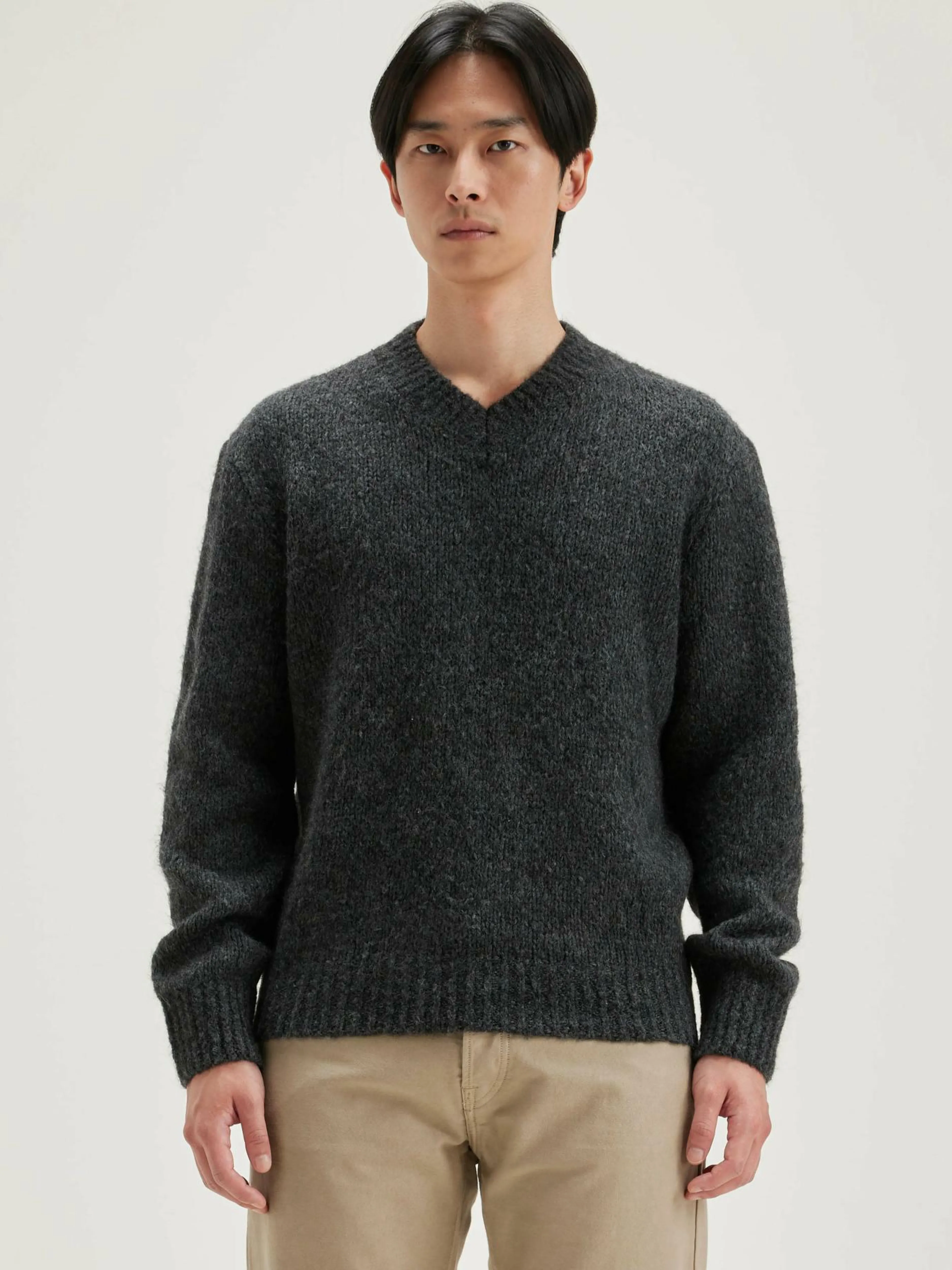 Mailles-Bellerose Pull Col V Liora Mid grey