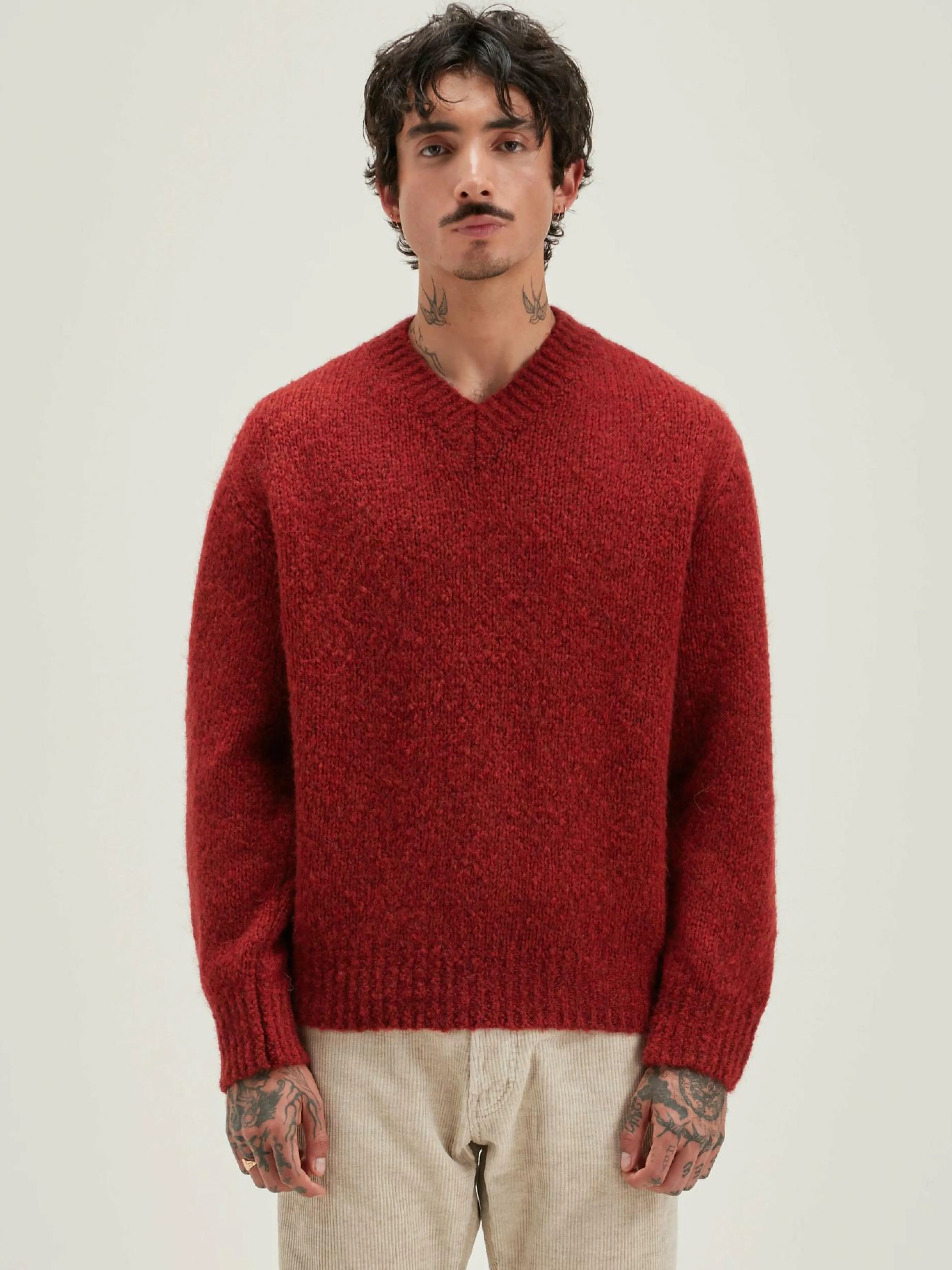 Mailles-Bellerose Pull Col V Liora Mahogany