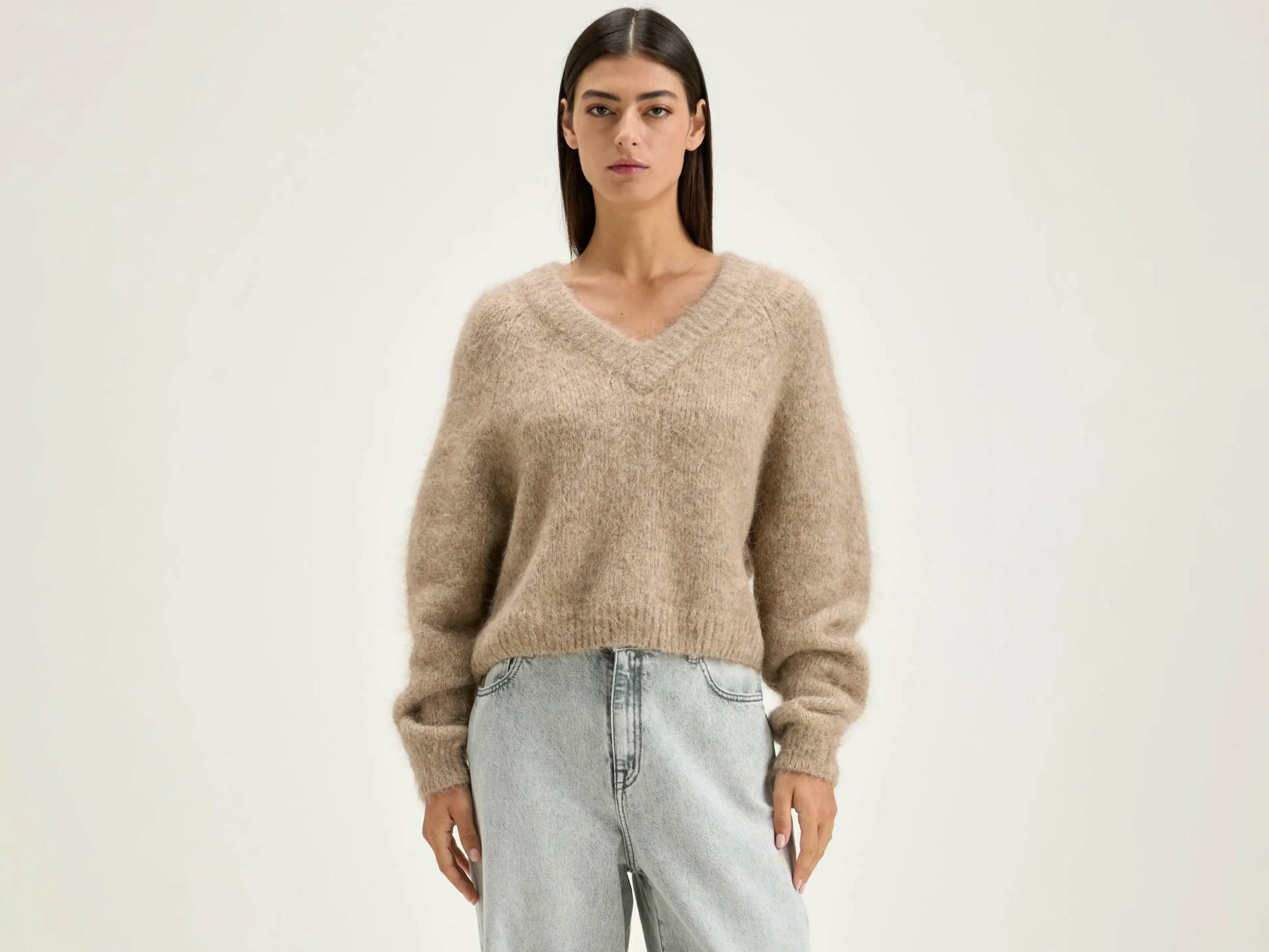 Mailles-Bellerose Pull Cropped Daruz Beige mélangé