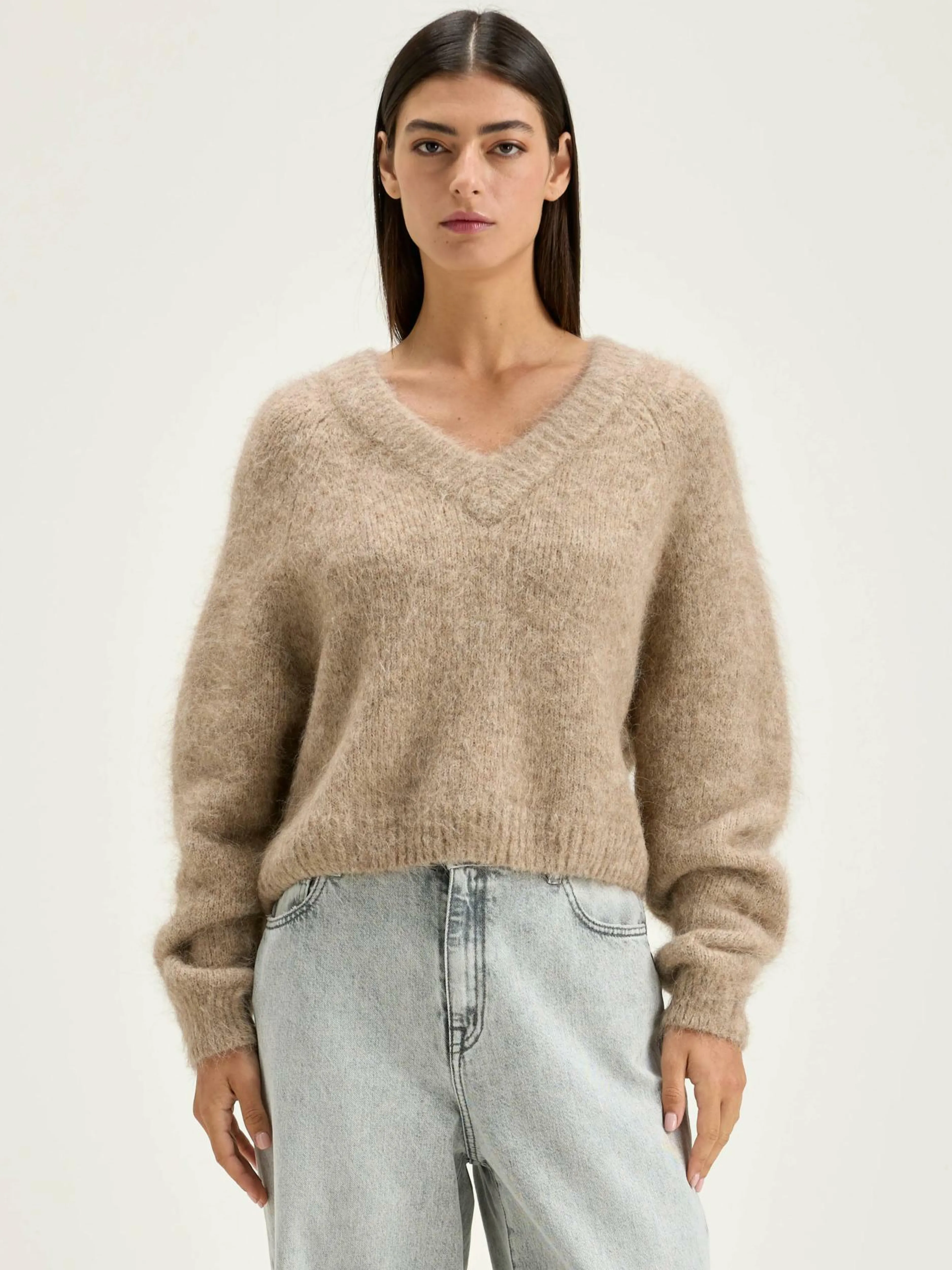 Mailles-Bellerose Pull Cropped Daruz Beige mélangé