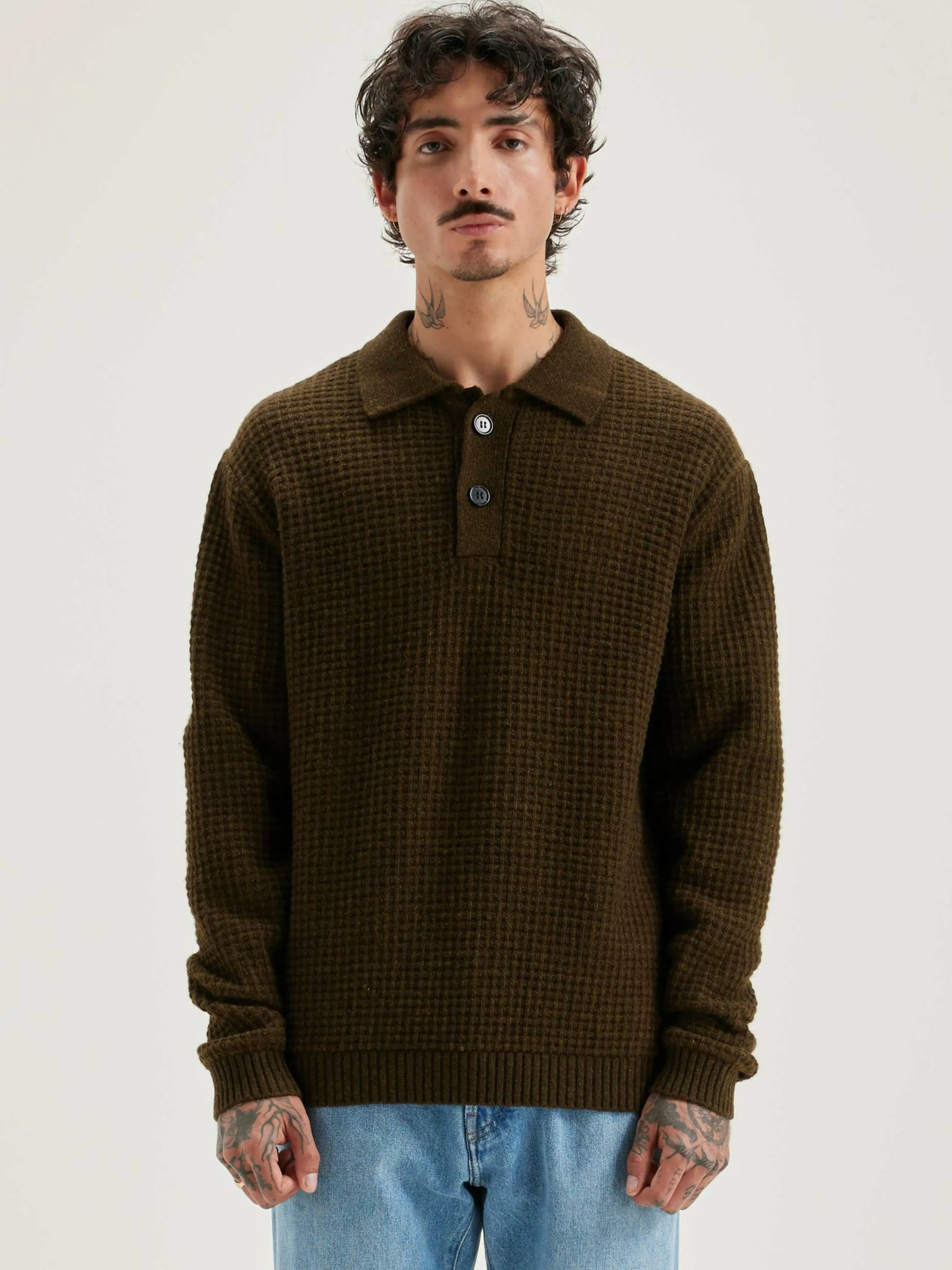 Mailles-Bellerose Pull Style Polo Allos Olive