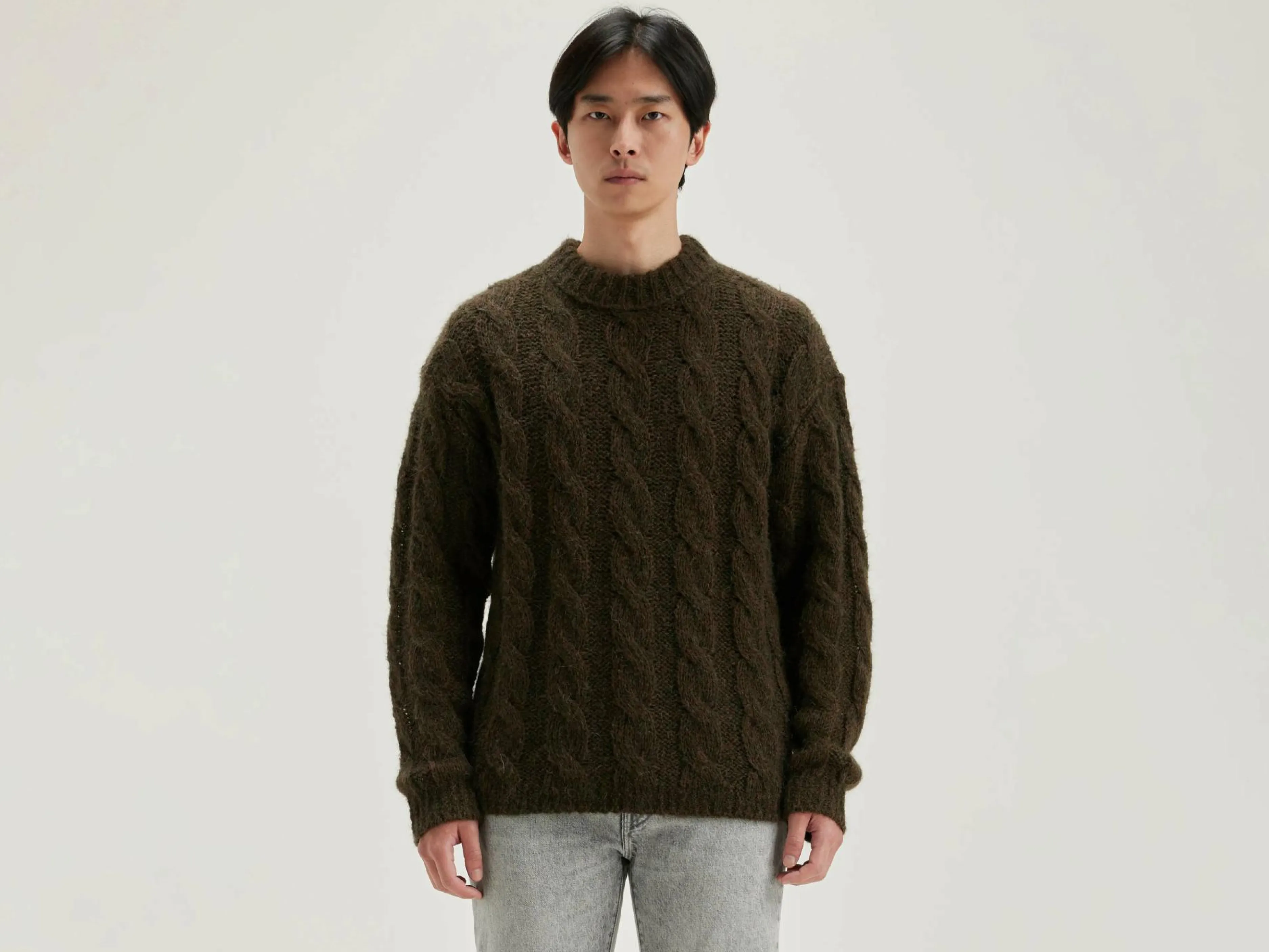 Mailles-Bellerose Pull Torsadé Noft Dark olive