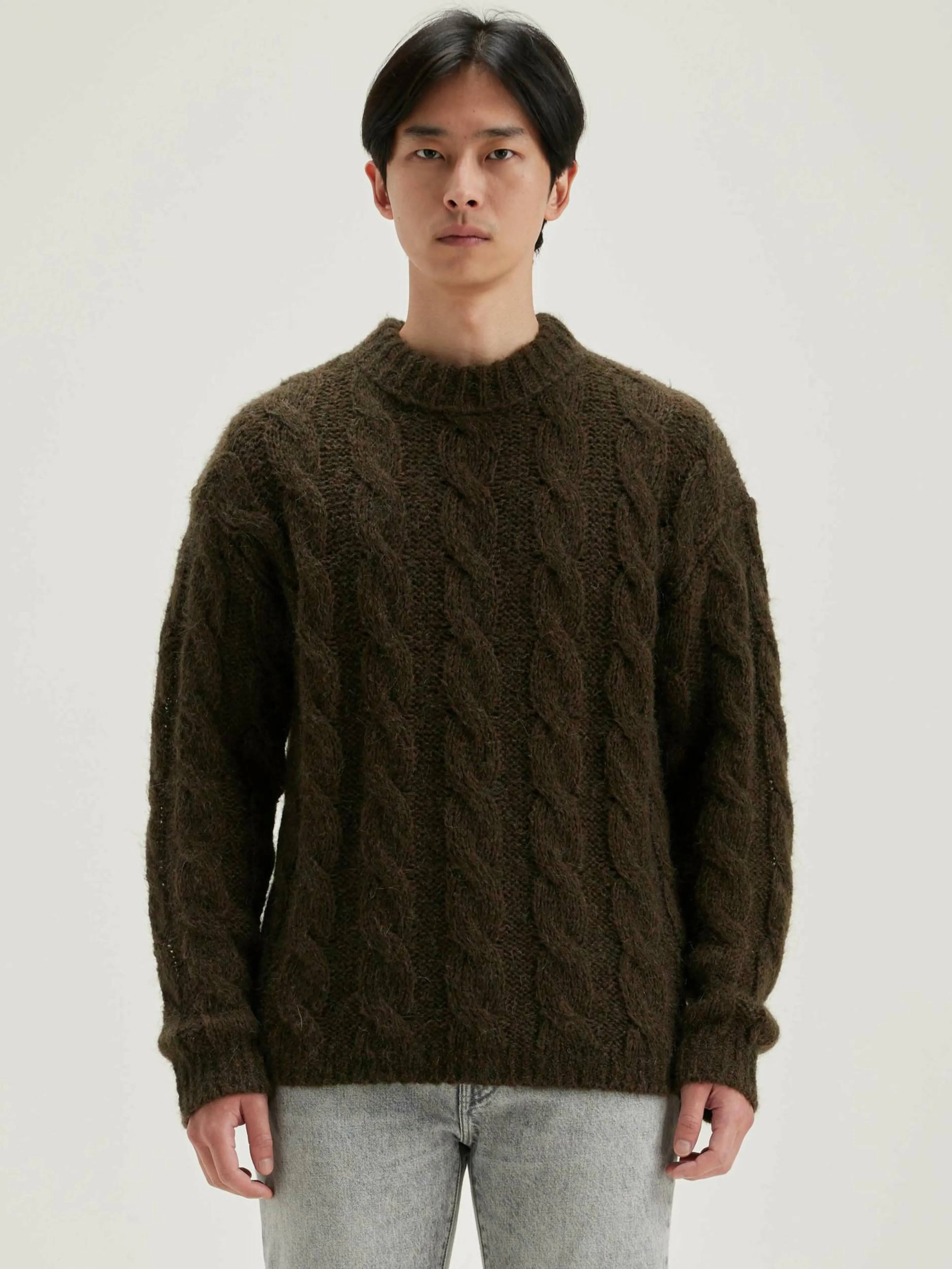 Mailles-Bellerose Pull Torsadé Noft Dark olive