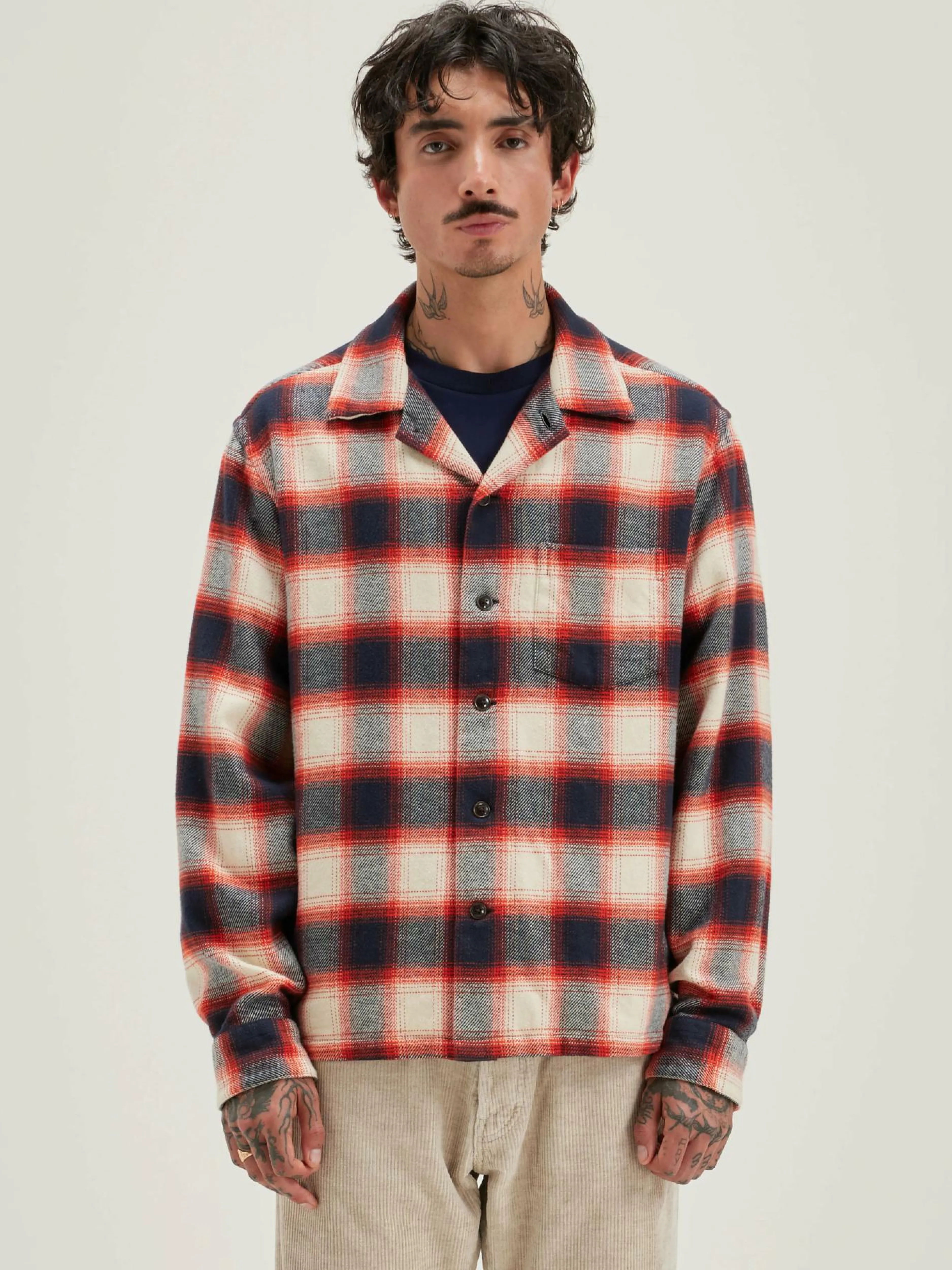 Manteaux & Vestes-Bellerose Surchemise à Carreaux Goney Blueberry / Hot sauce