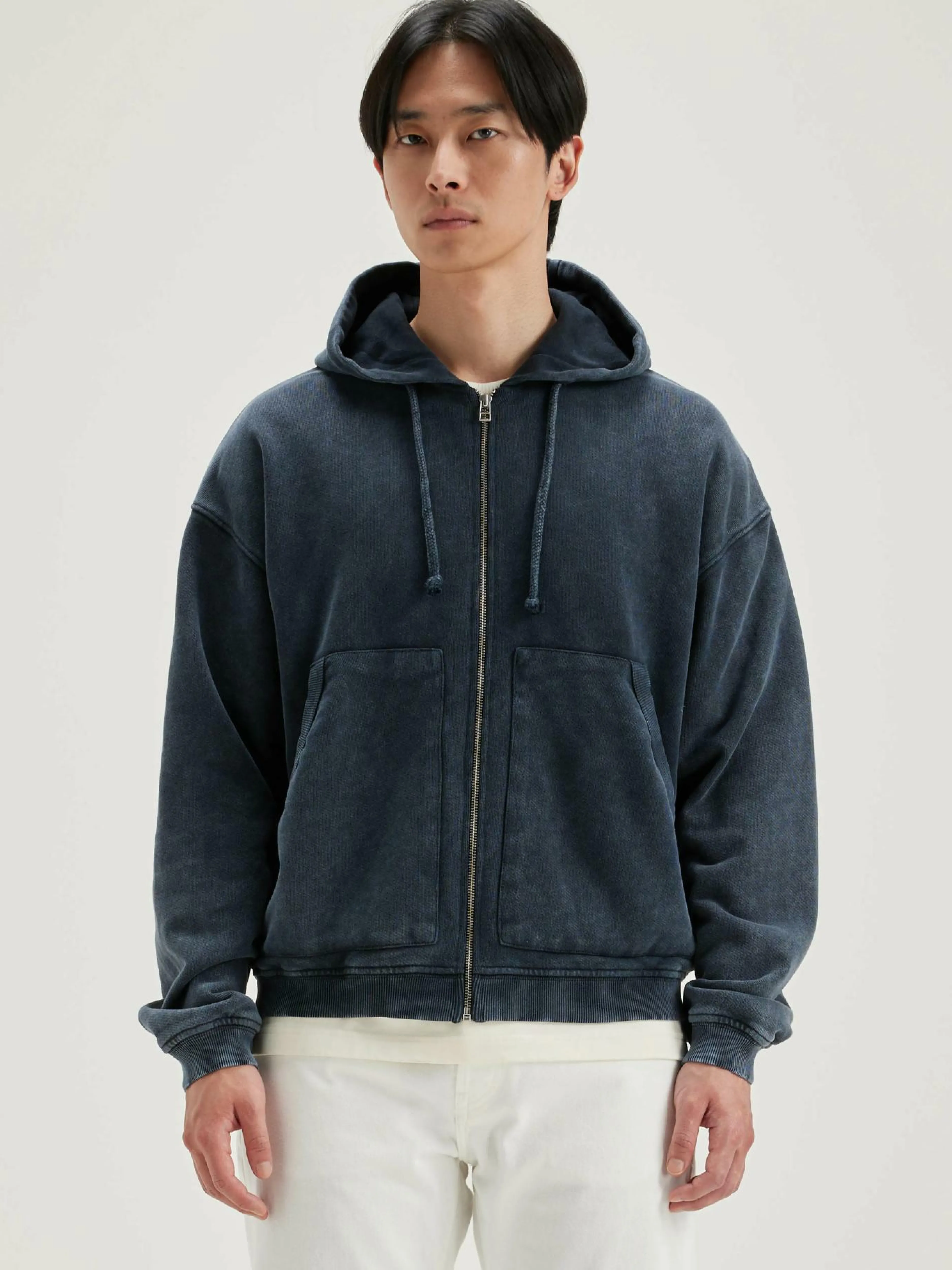 Sweatshirts-Bellerose Sweatshirt à Capuche Zippé Falkon Black blue