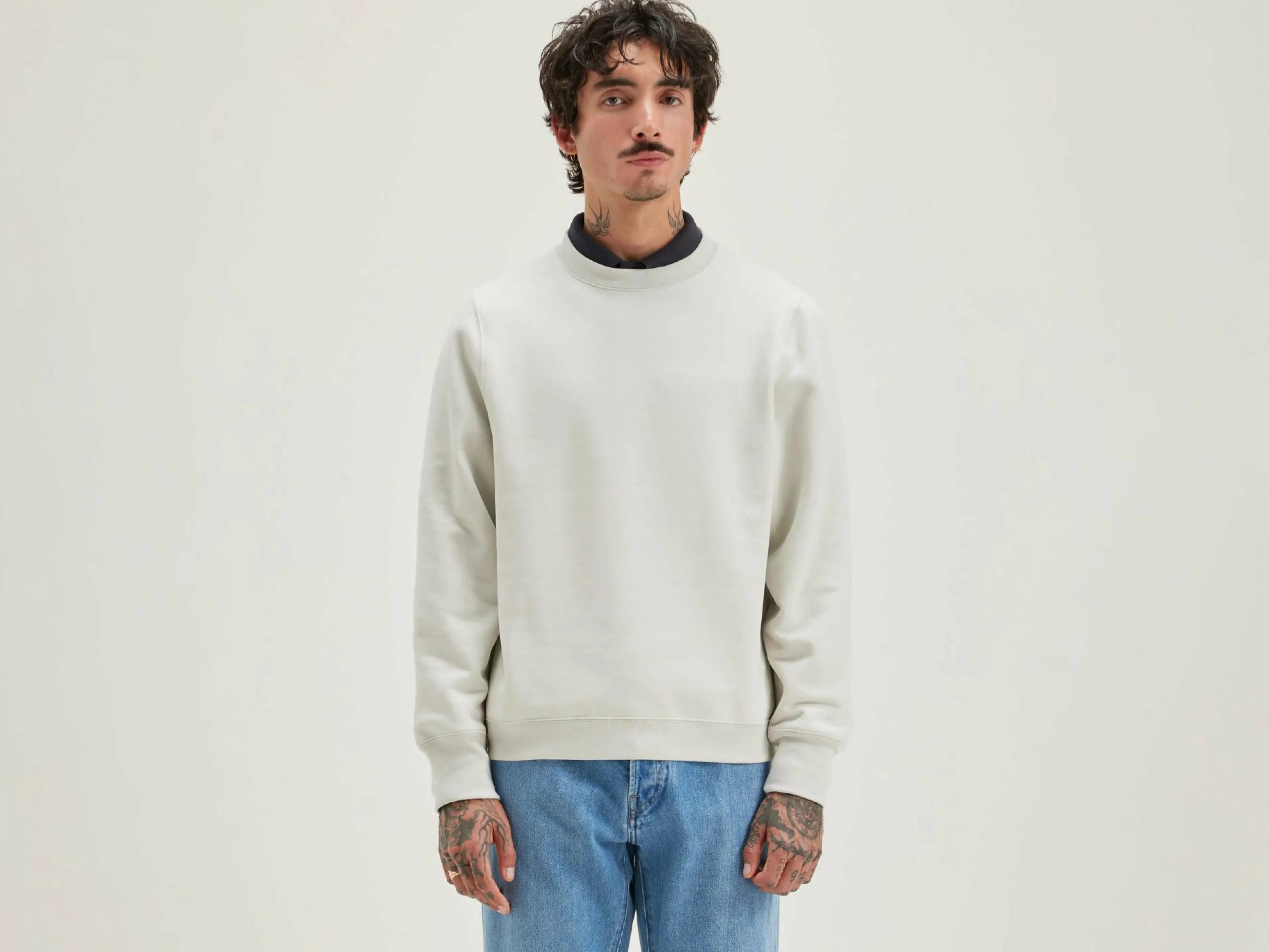 Sweatshirts-Bellerose Sweatshirt Col Rond Flock Craie
