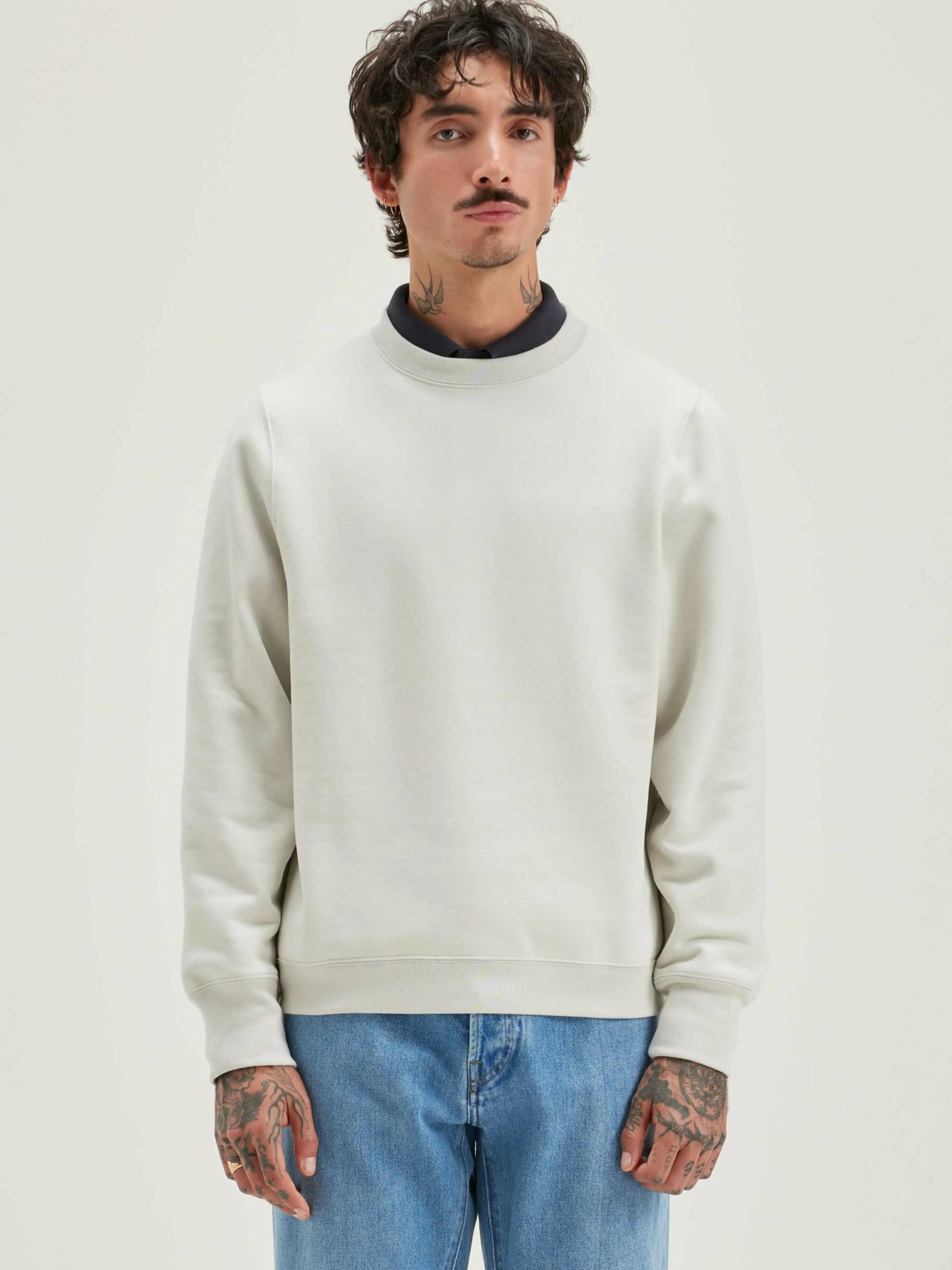 Sweatshirts-Bellerose Sweatshirt Col Rond Flock Craie