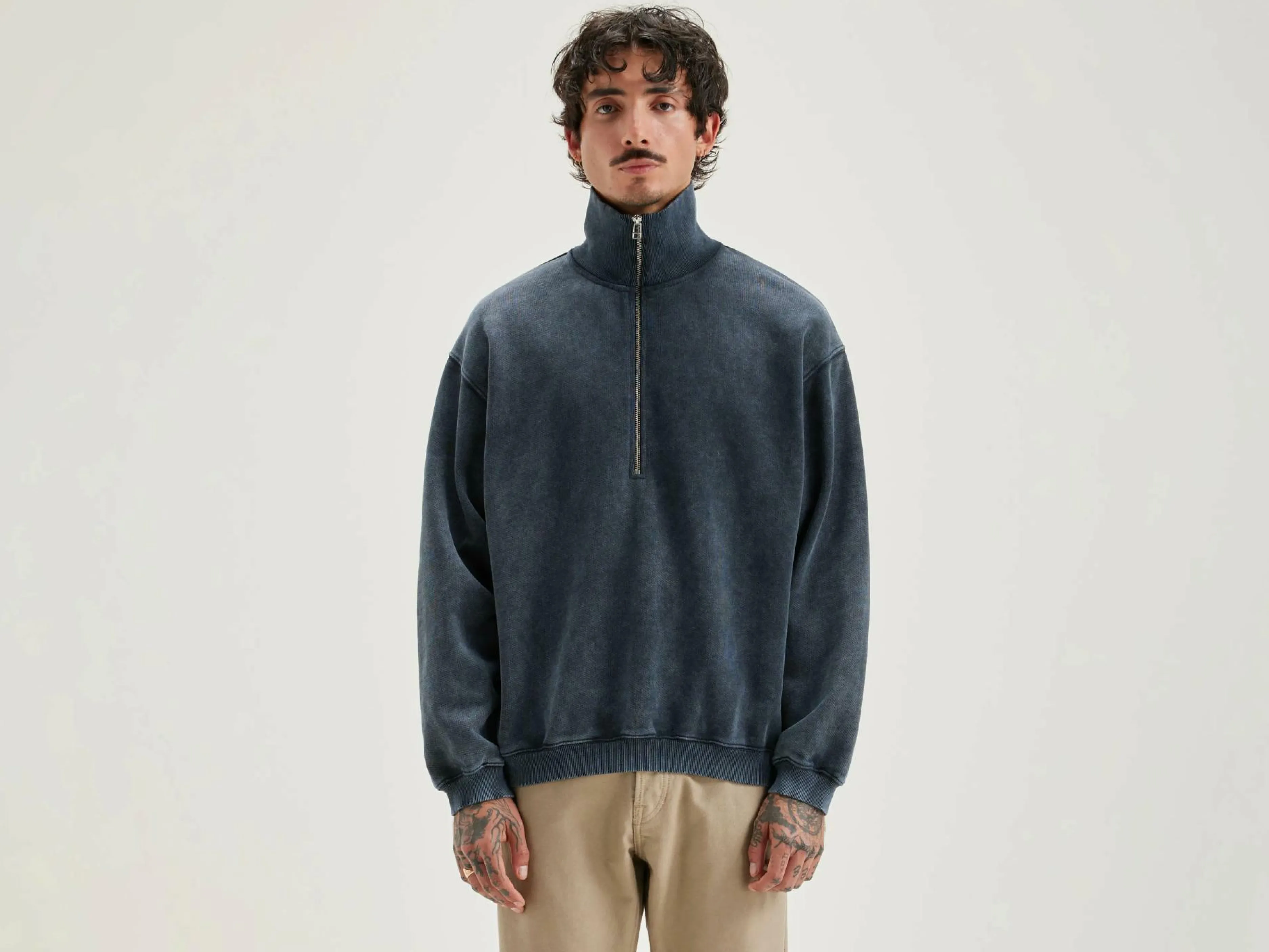 Sweatshirts-Bellerose Sweatshirt Col Zippé Fabro Black blue