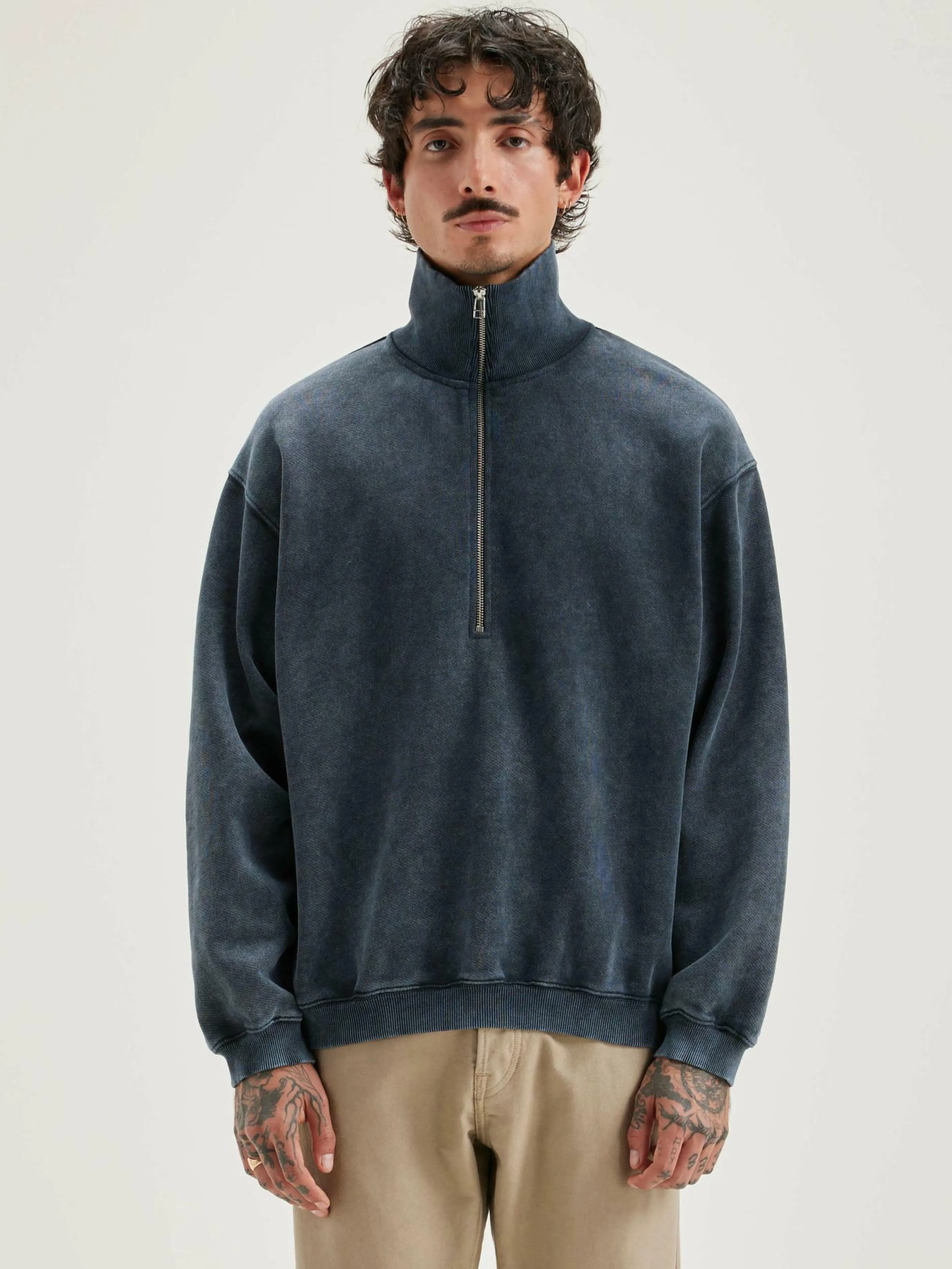 Sweatshirts-Bellerose Sweatshirt Col Zippé Fabro Black blue