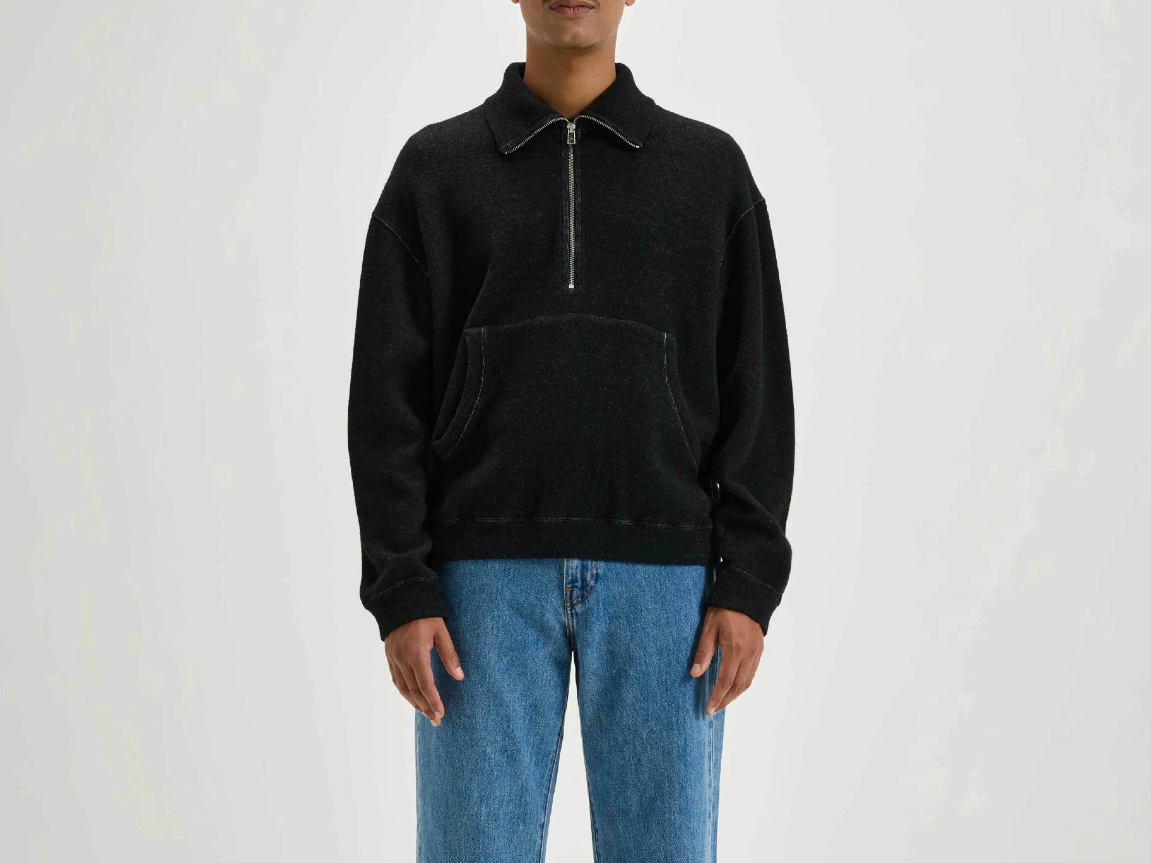 Sweatshirts-Bellerose Sweatshirt Col Zippé Mabro Black