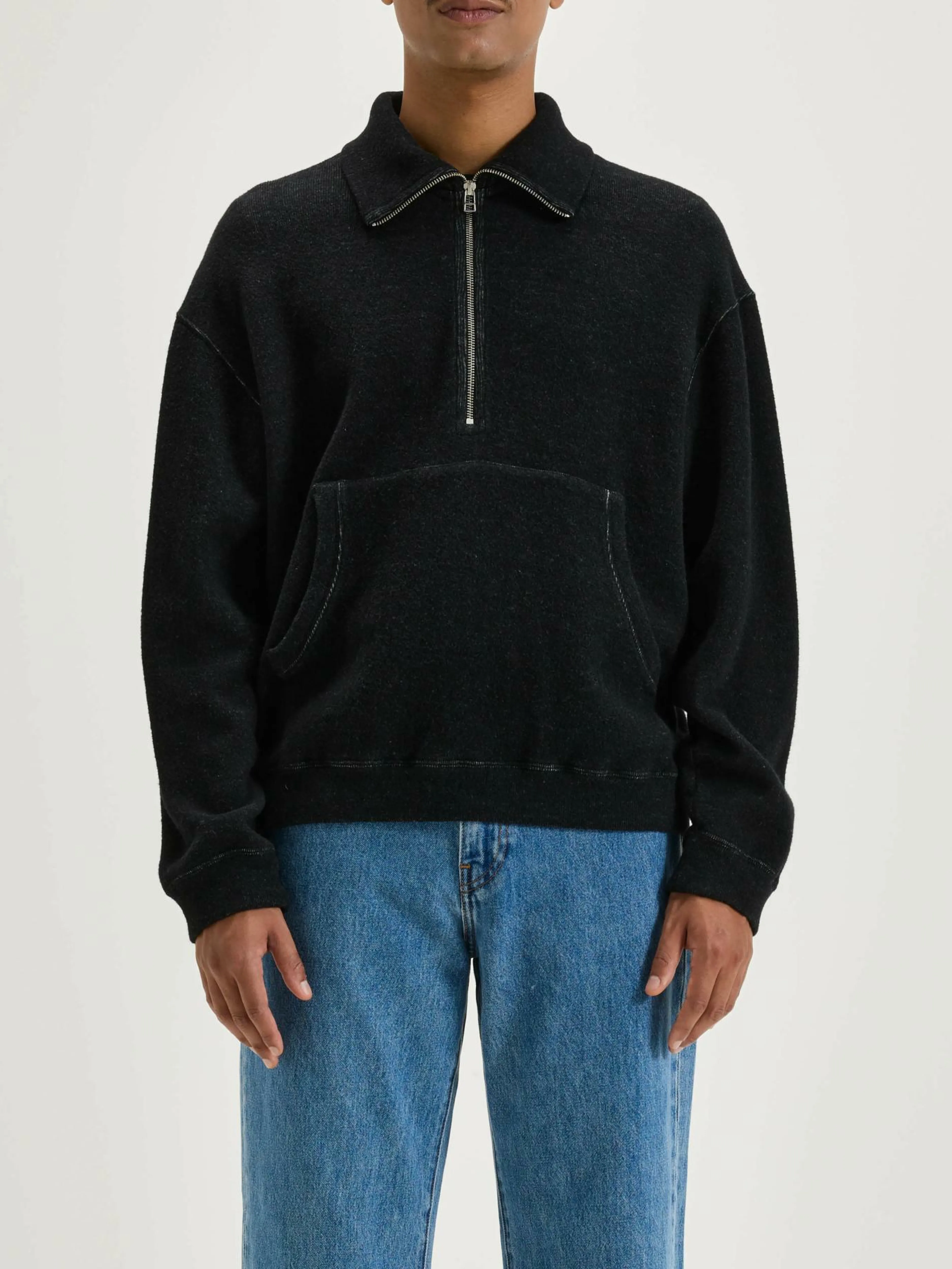 Sweatshirts-Bellerose Sweatshirt Col Zippé Mabro Black